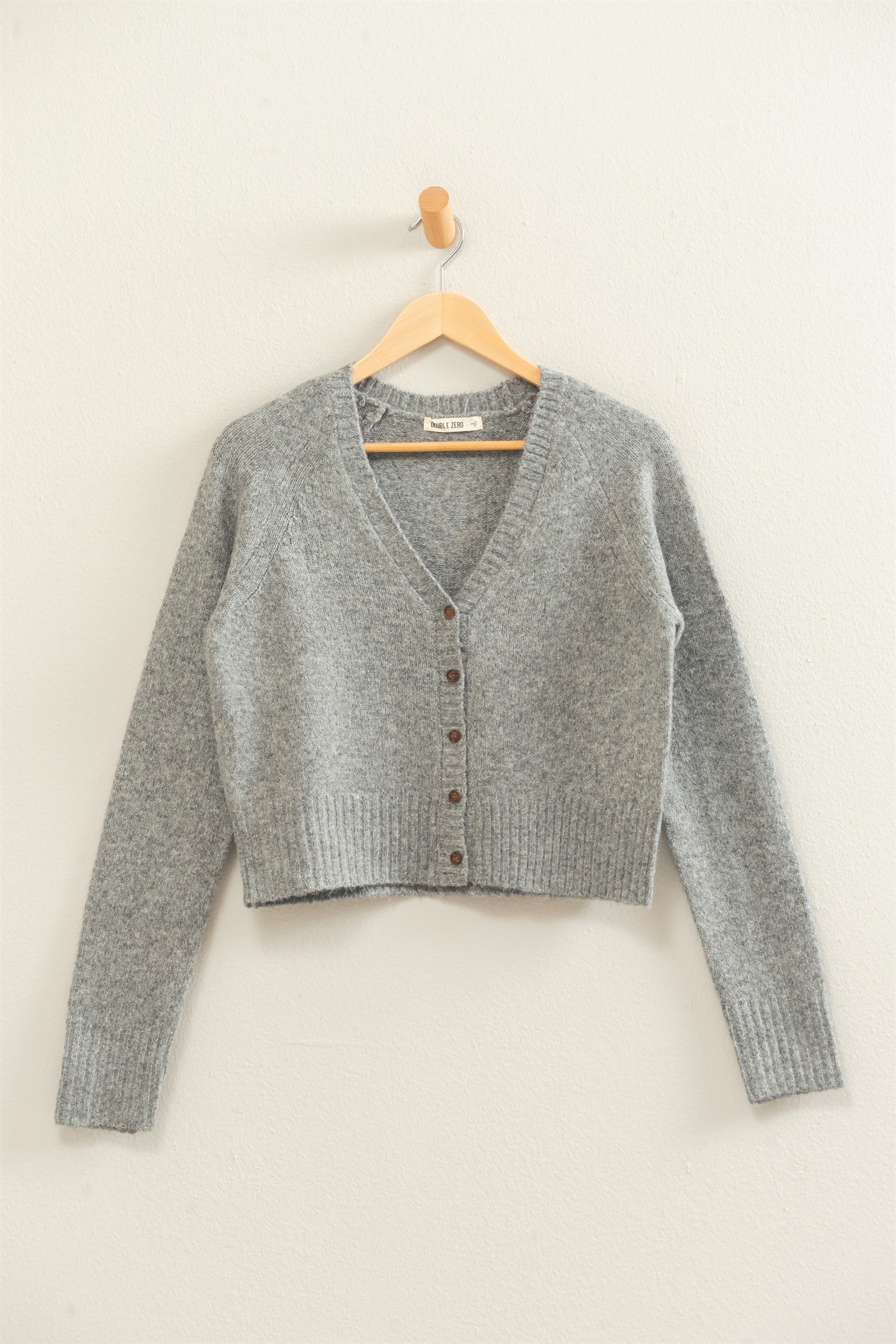 Wholesale V-Neck Cardigan Cardigans DZ26E326 HEATHER GRAY DOUBLE ZERO
