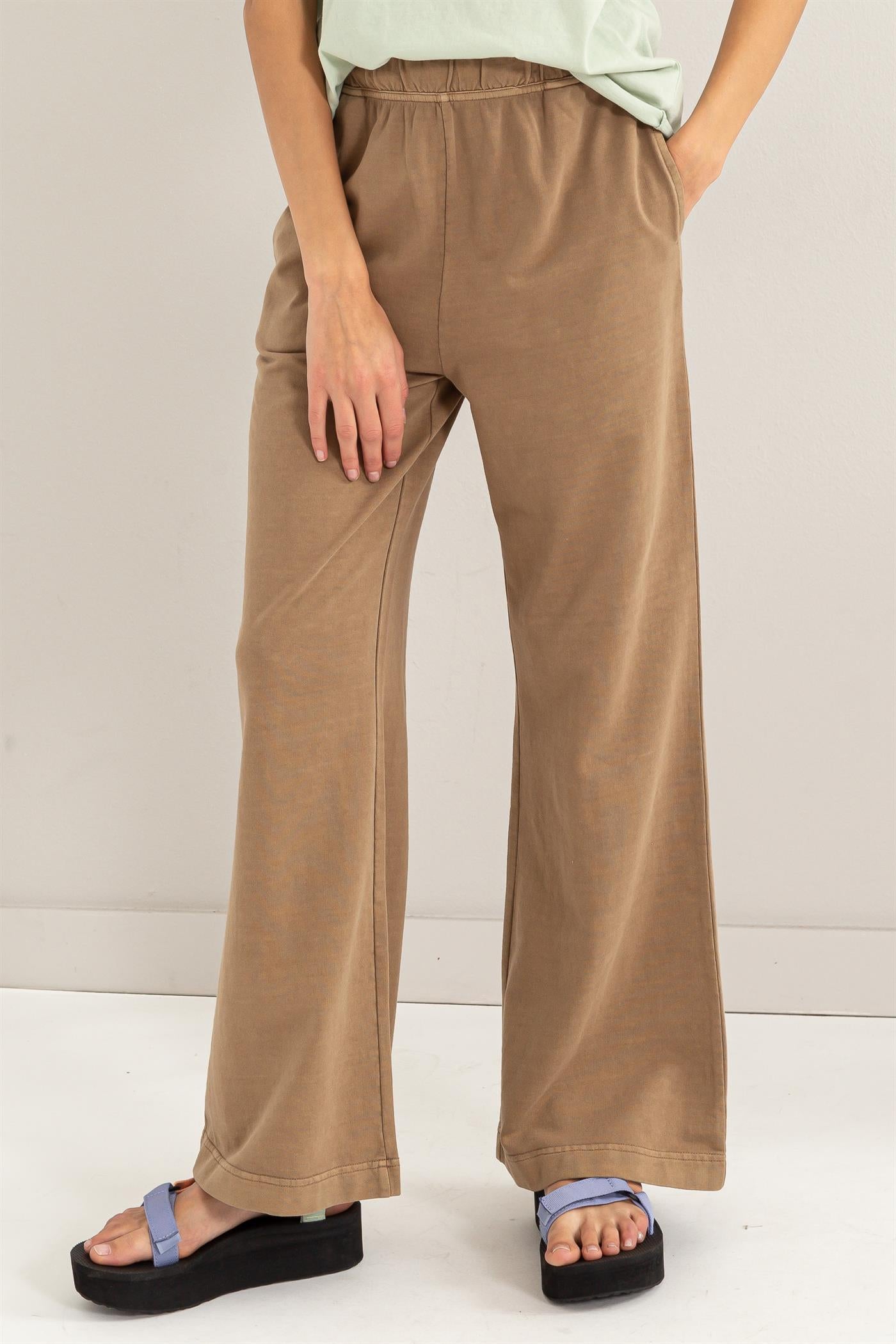 Wholesale High Waist Flare Pants Pants DZ24C346-D MOCHA BROWN DOUBLE ZERO