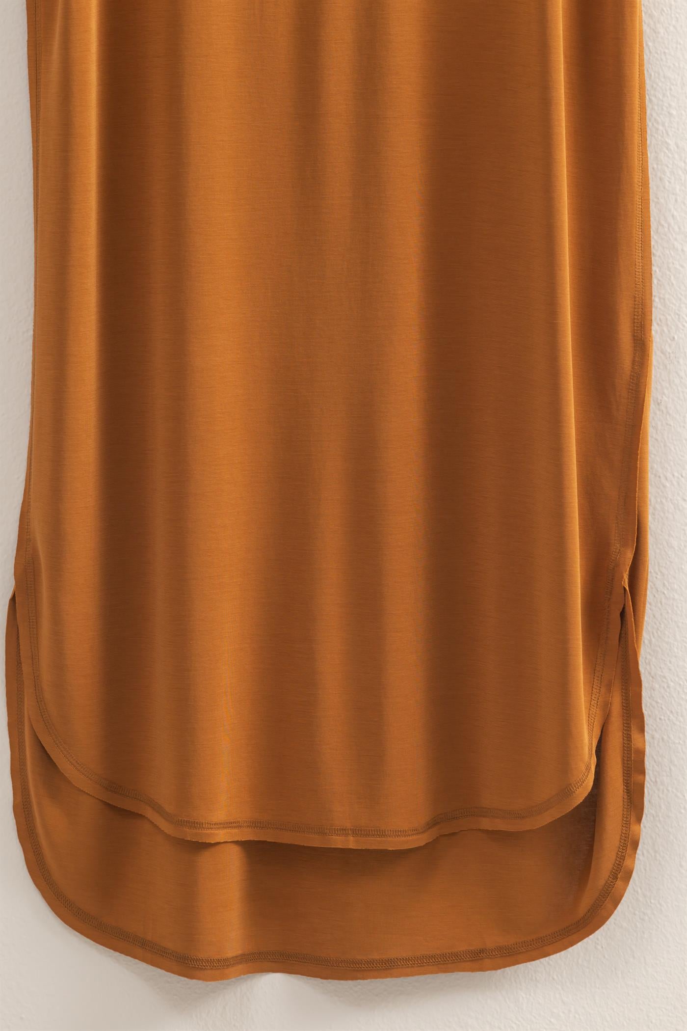 Wholesale Soft High Low Midi Dress  With Round Hem Dresses DZ25E307 BROWN DOUBLE ZERO