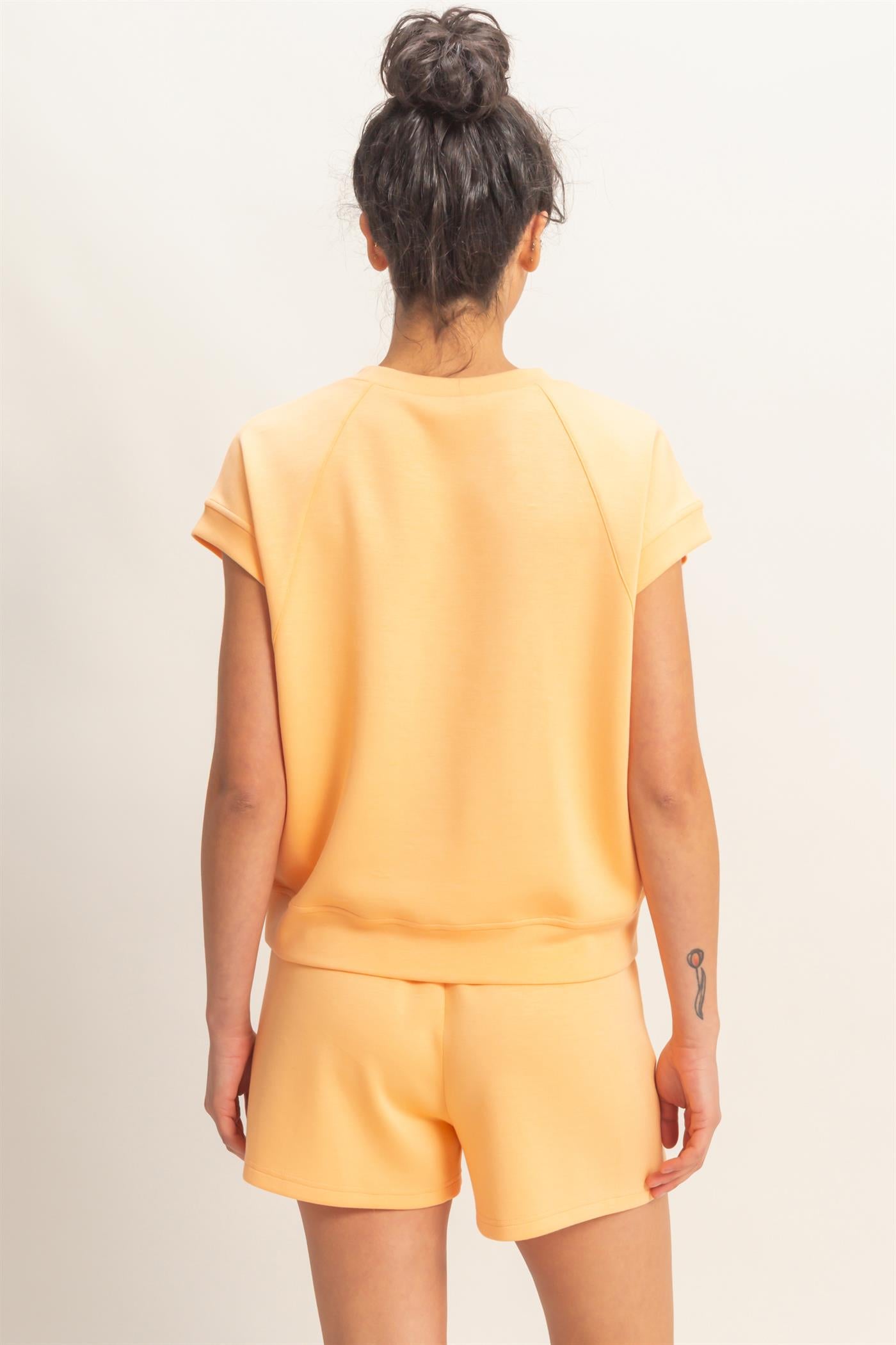 Wholesale Crew Neck Sleeveless Top And Shorts Set Clothing DZ26C575-SET APRICOT DOUBLE ZERO