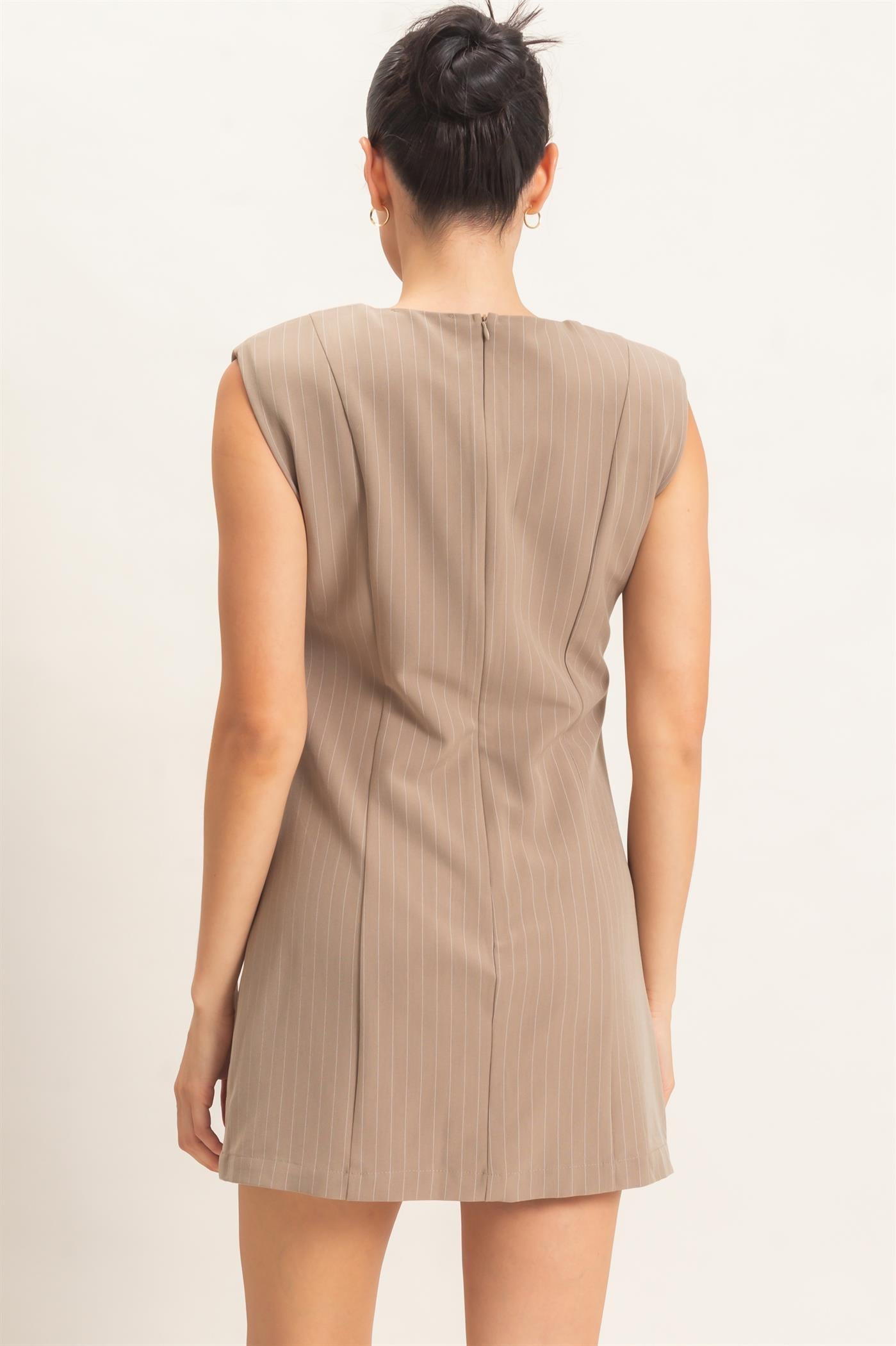 Wholesale Pin Stripe Sheath Dress Dresses HF26E374 TAUPE HYFVE