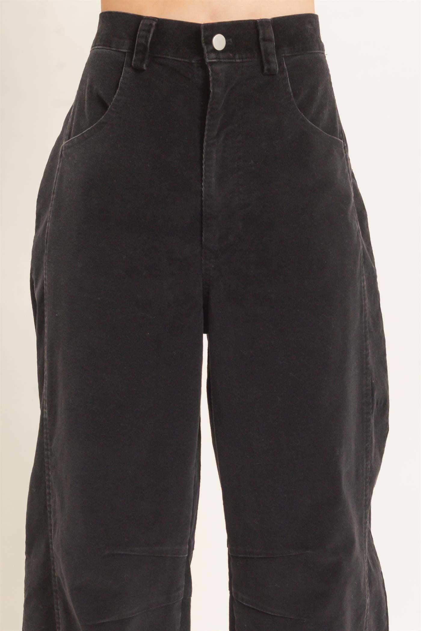 Wholesale Mineral Wash Wide-Leg Pants Pants HF26F238 BLACK HYFVE