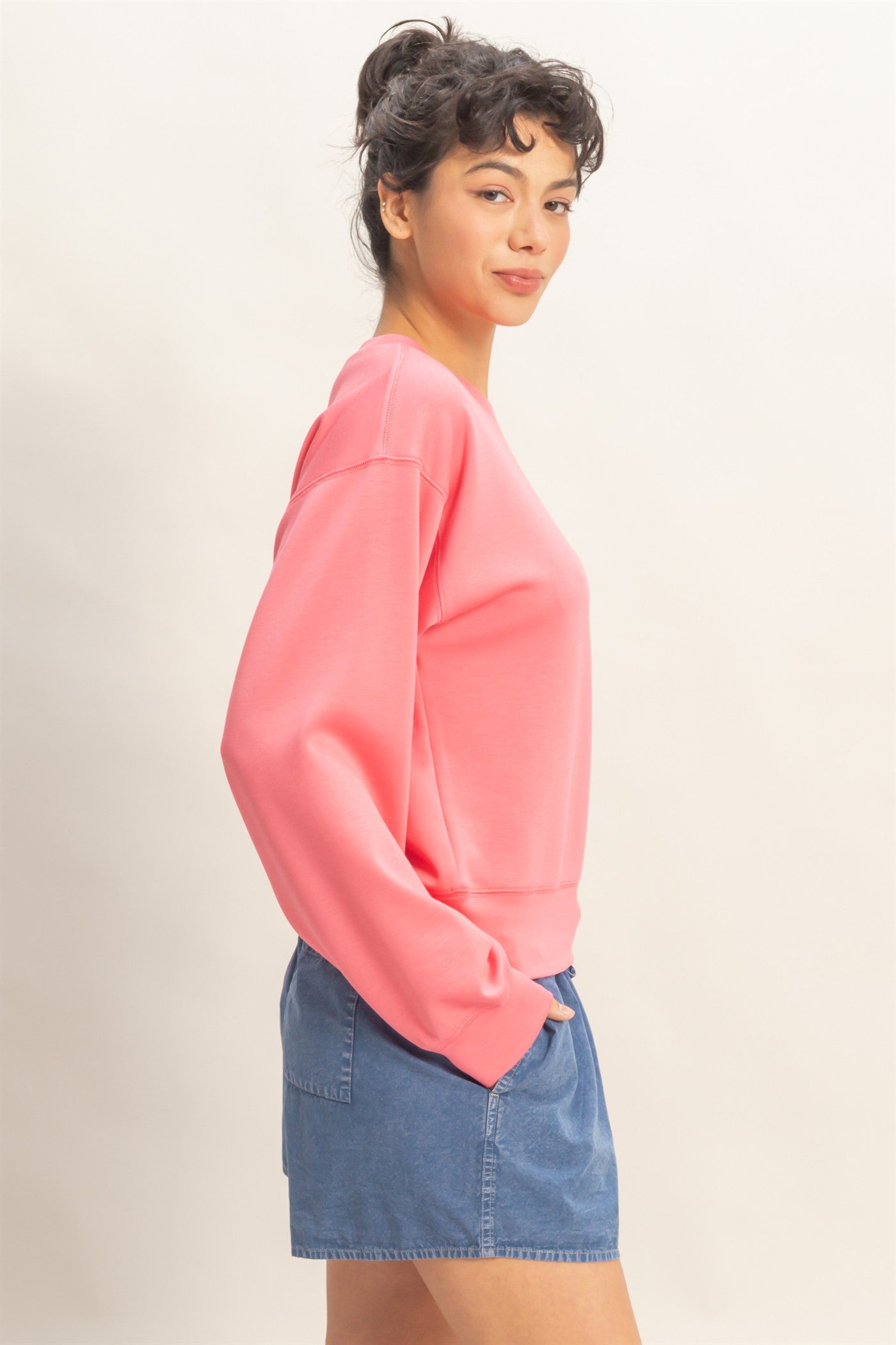 Wholesale Crew Neck Sweatshirt Sweatshirts DZ26C167 TAFFY PINK DOUBLE ZERO