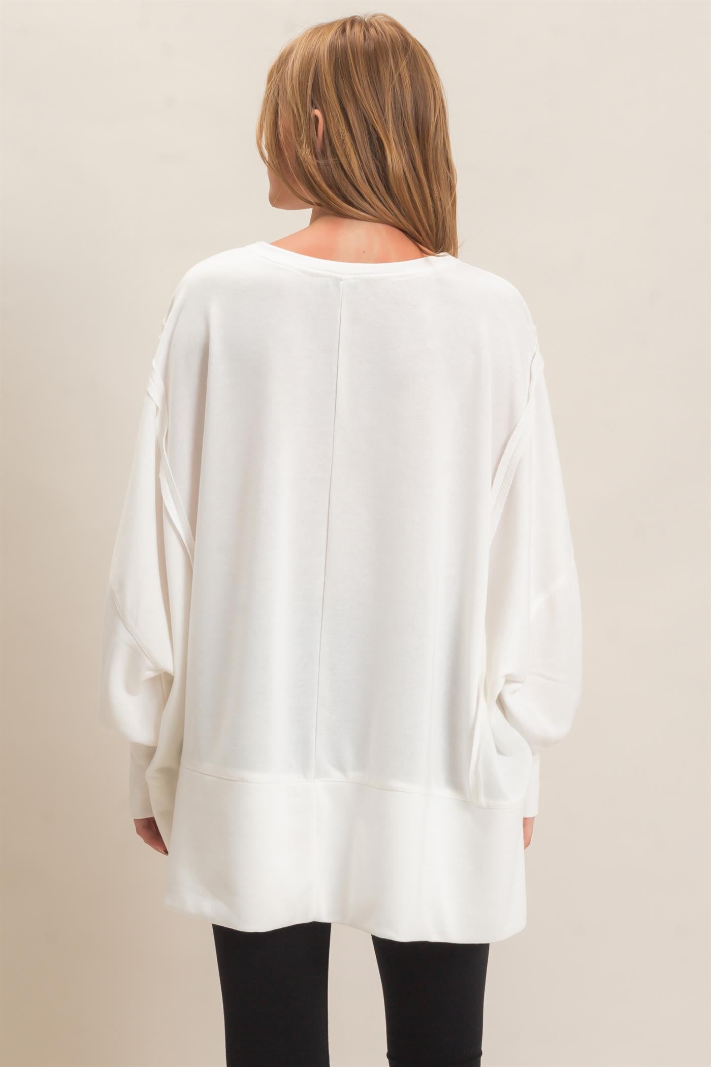 Wholesale Oversized Crew Neck Sweatshirt Sweatshirts HF26F132 OFF WHITE HYFVE