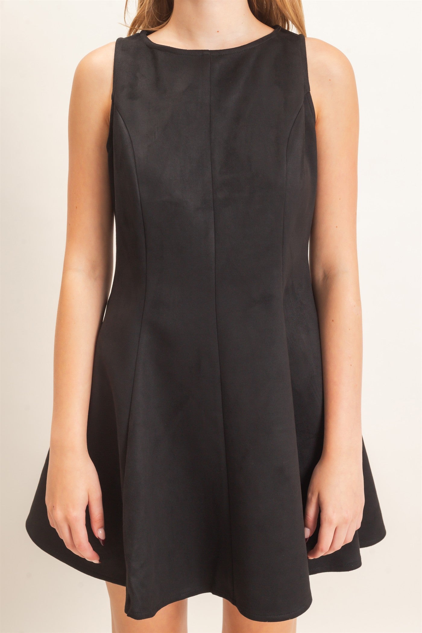 Wholesale Sleeveless Suede Mini Dress Dresses HF26F218 BLACK HYFVE