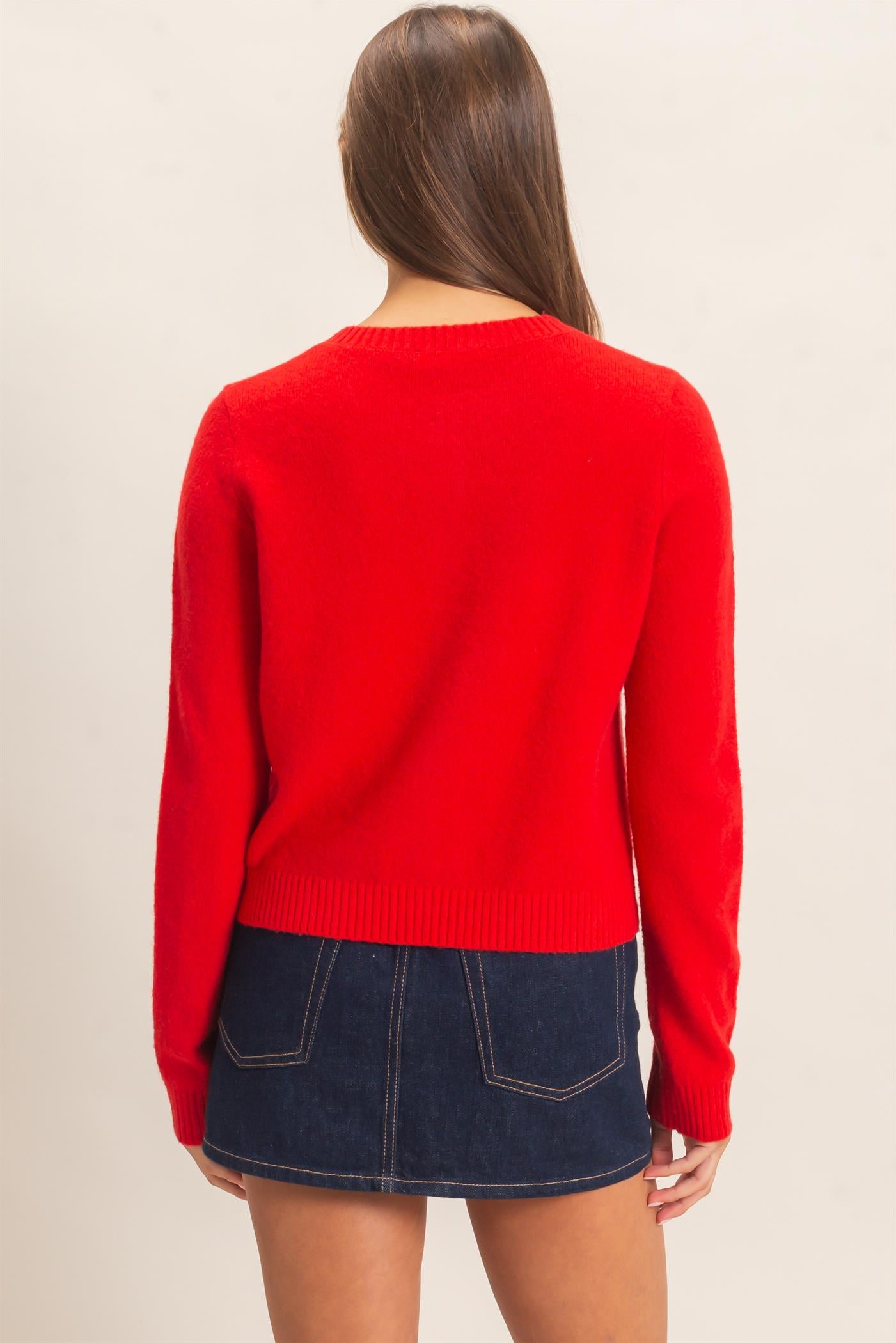 Wholesale Crew Neck Cardigan Cardigans DZ26E119 RED DOUBLE ZERO