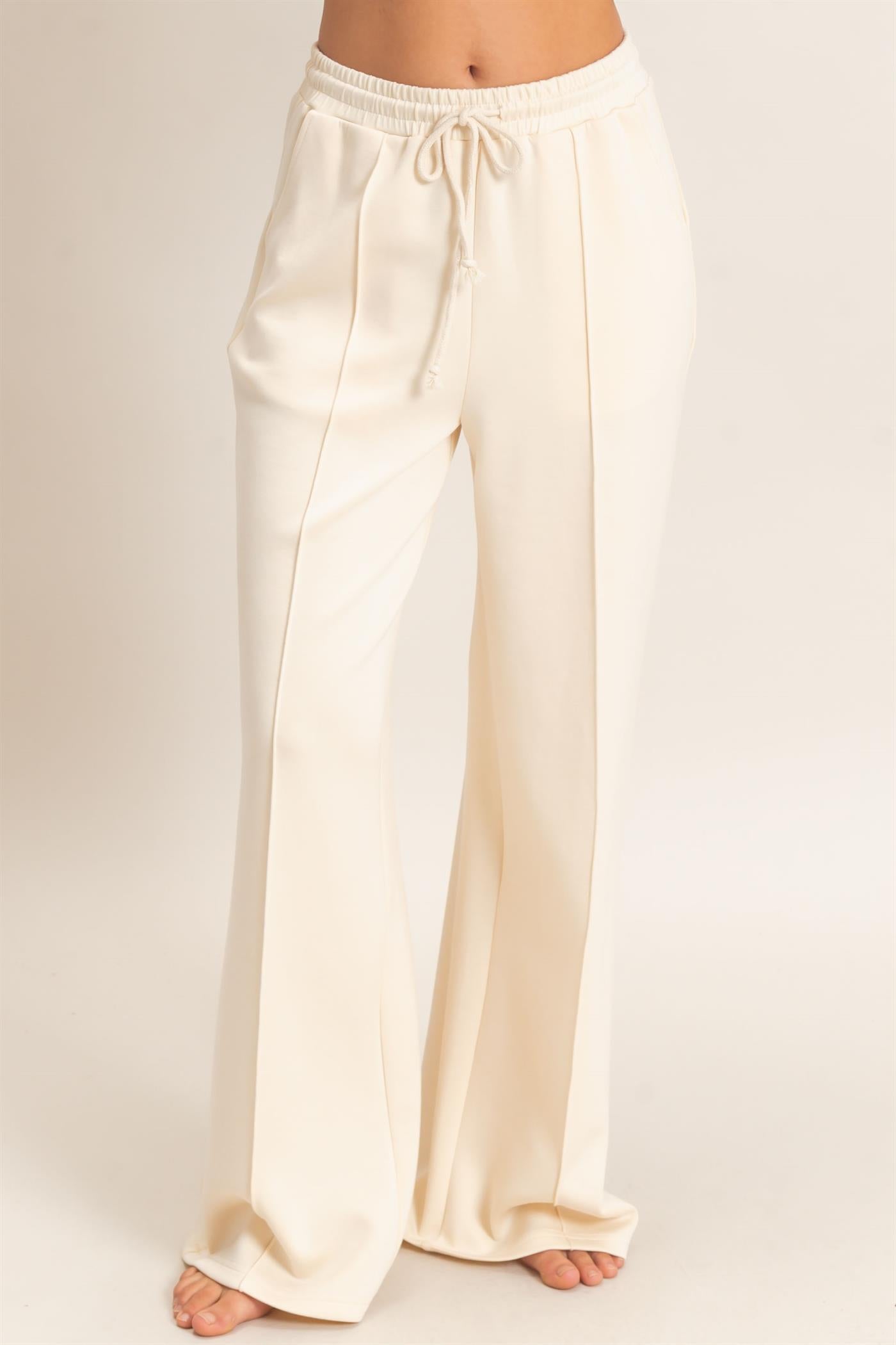 Wholesale Drawstring Waist Pintuck Wide Leg Pants Pants DZ26E384 ALPACA HYFVE