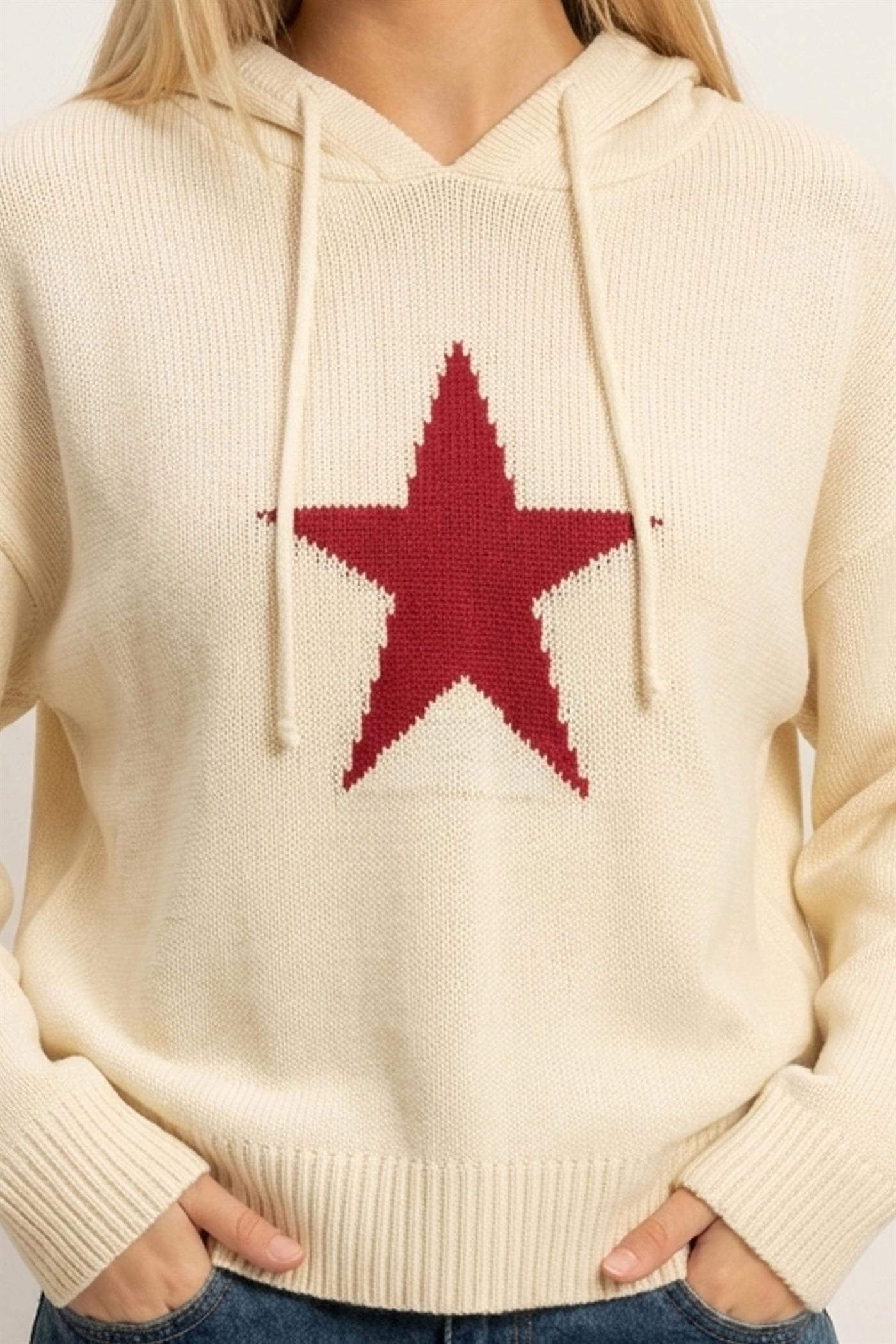 Wholesale Star Hooded Sweater Hoodies DZ26E811 CREAM DOUBLE ZERO