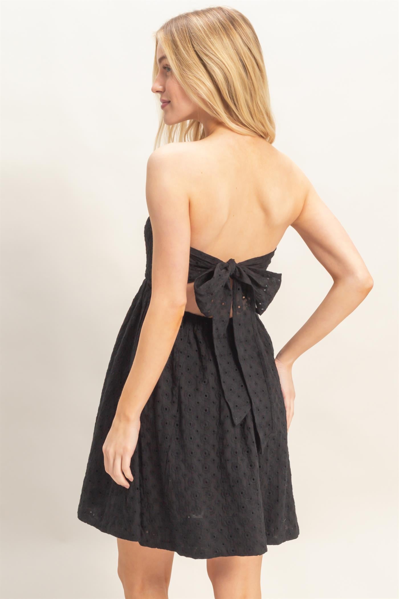 Wholesale Smocked Tube Top Dress Dresses HF26A246 BLACK HYFVE