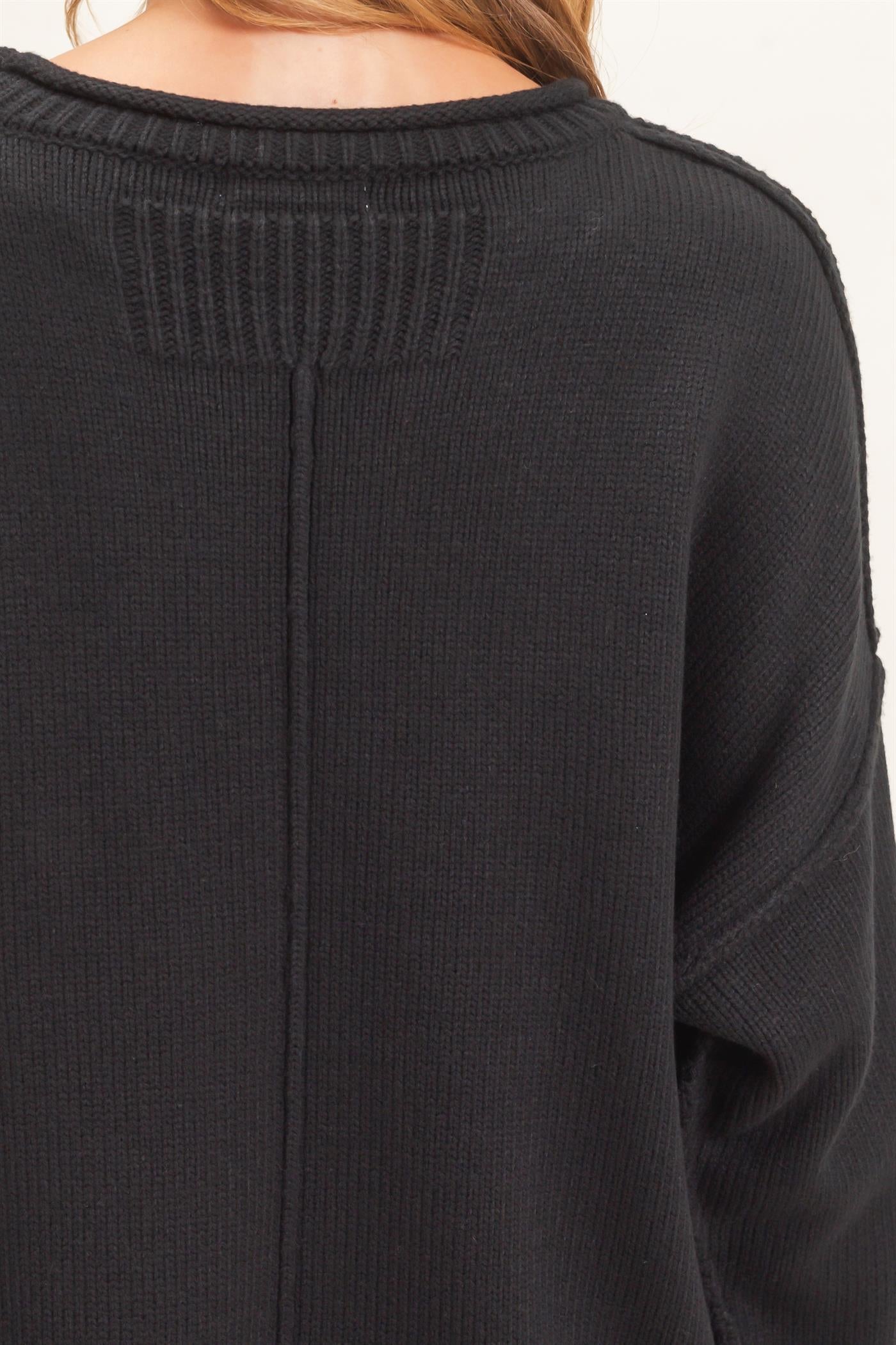 Wholesale Ribbed Crew Neck Sweater Sweaters HF26E769 BLACK HYFVE