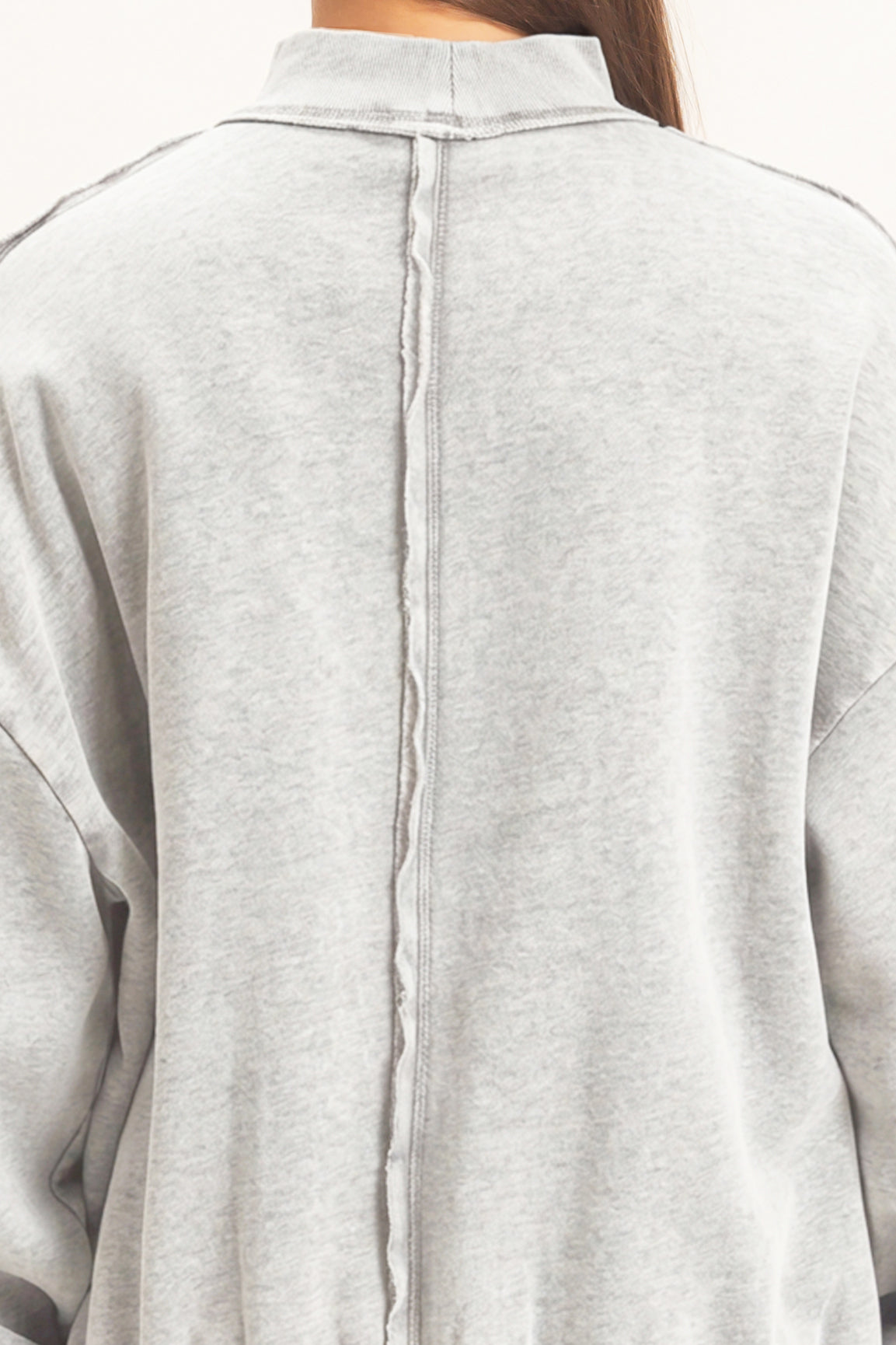Wholesale Acid Washed Mock Neck Sweatshirt Sweatshirts DZ26E656 HEATHER GRAY DOUBLE ZERO