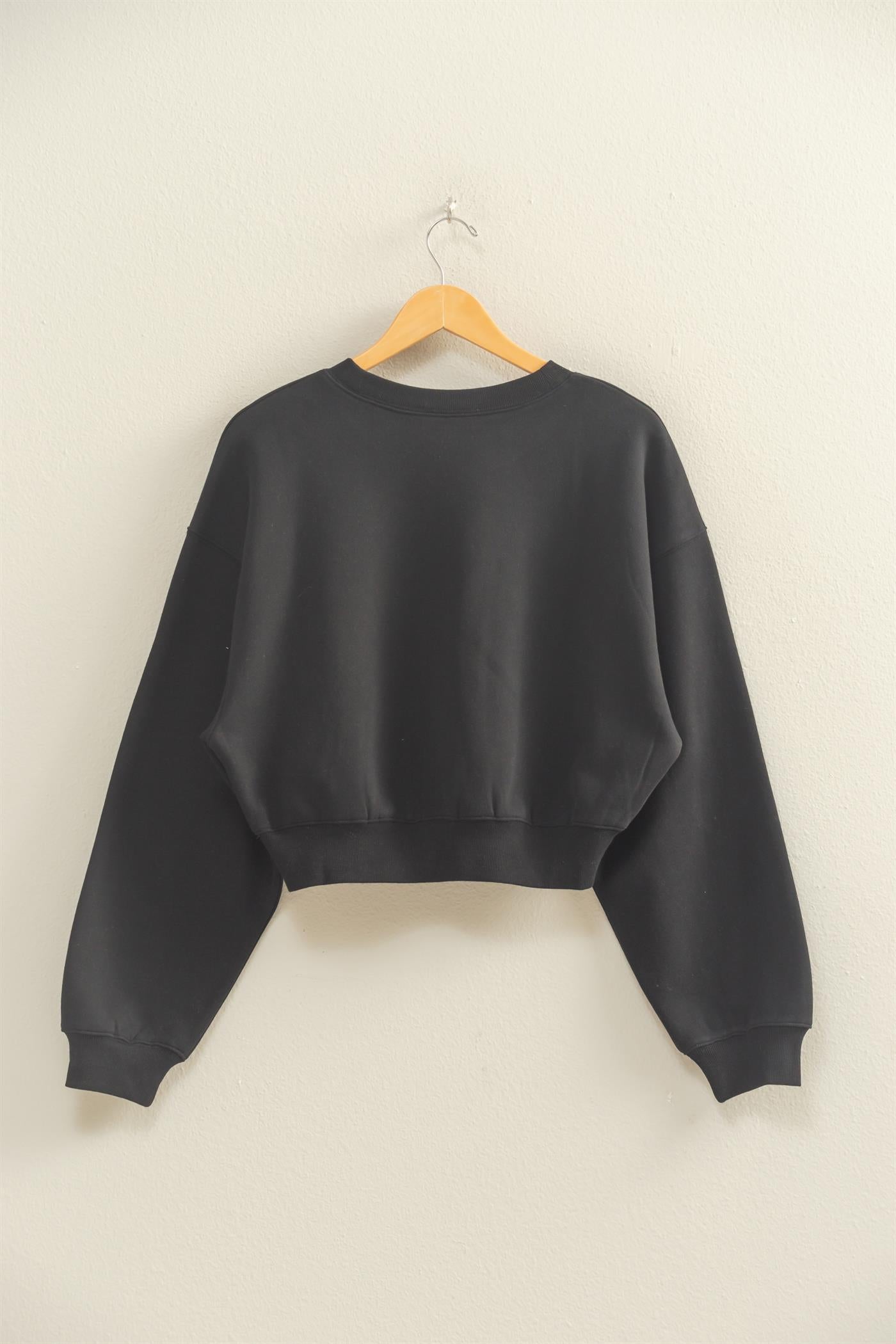 Wholesale Everyday Long Sleeve Cropped Sweatshirt Sweatshirts DZ25E415 BLACK DOUBLE ZERO