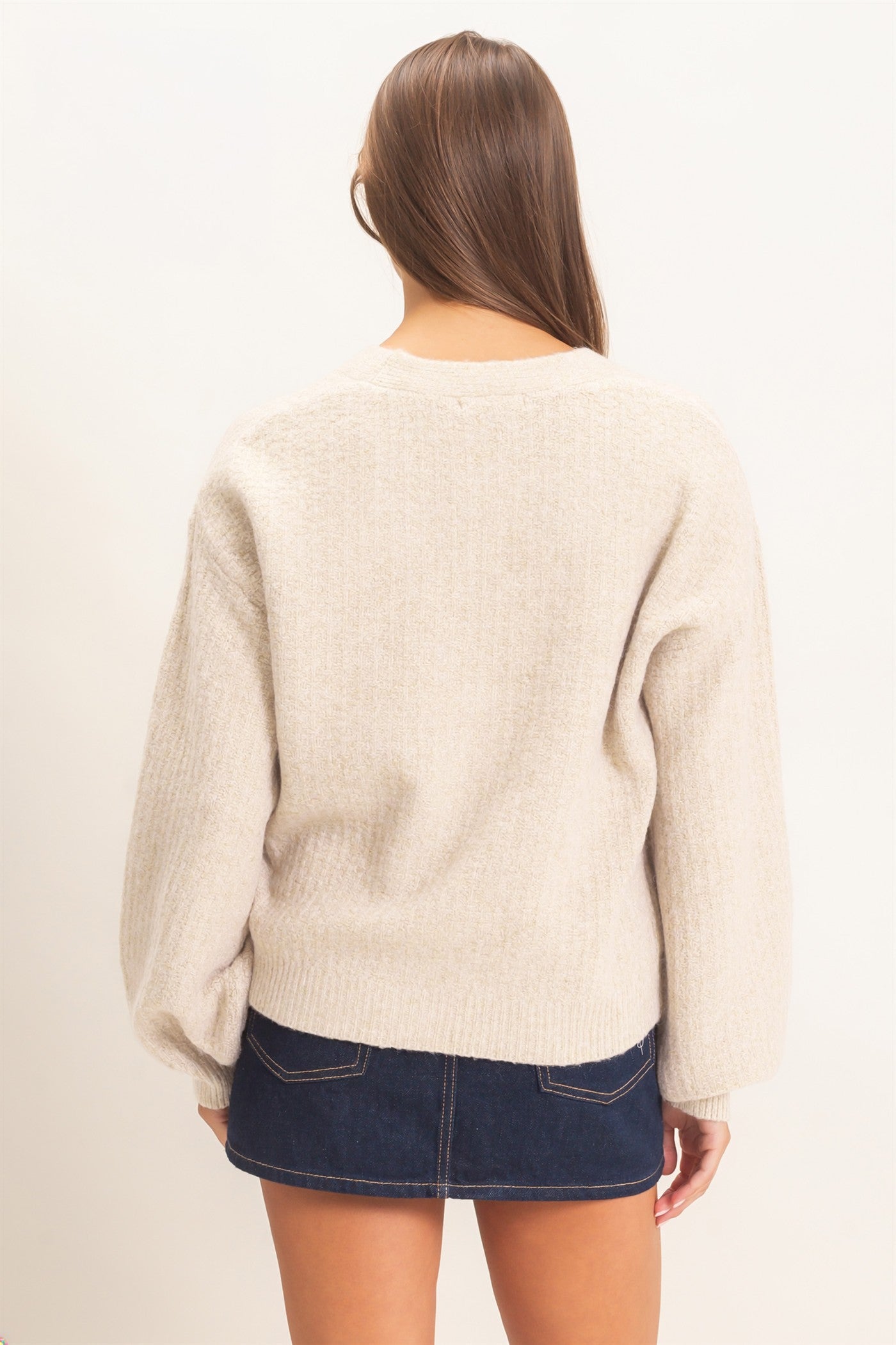 Wholesale Textured V-Neck Cardigan Cardigans DZ26E080 ALPACA DOUBLE ZERO