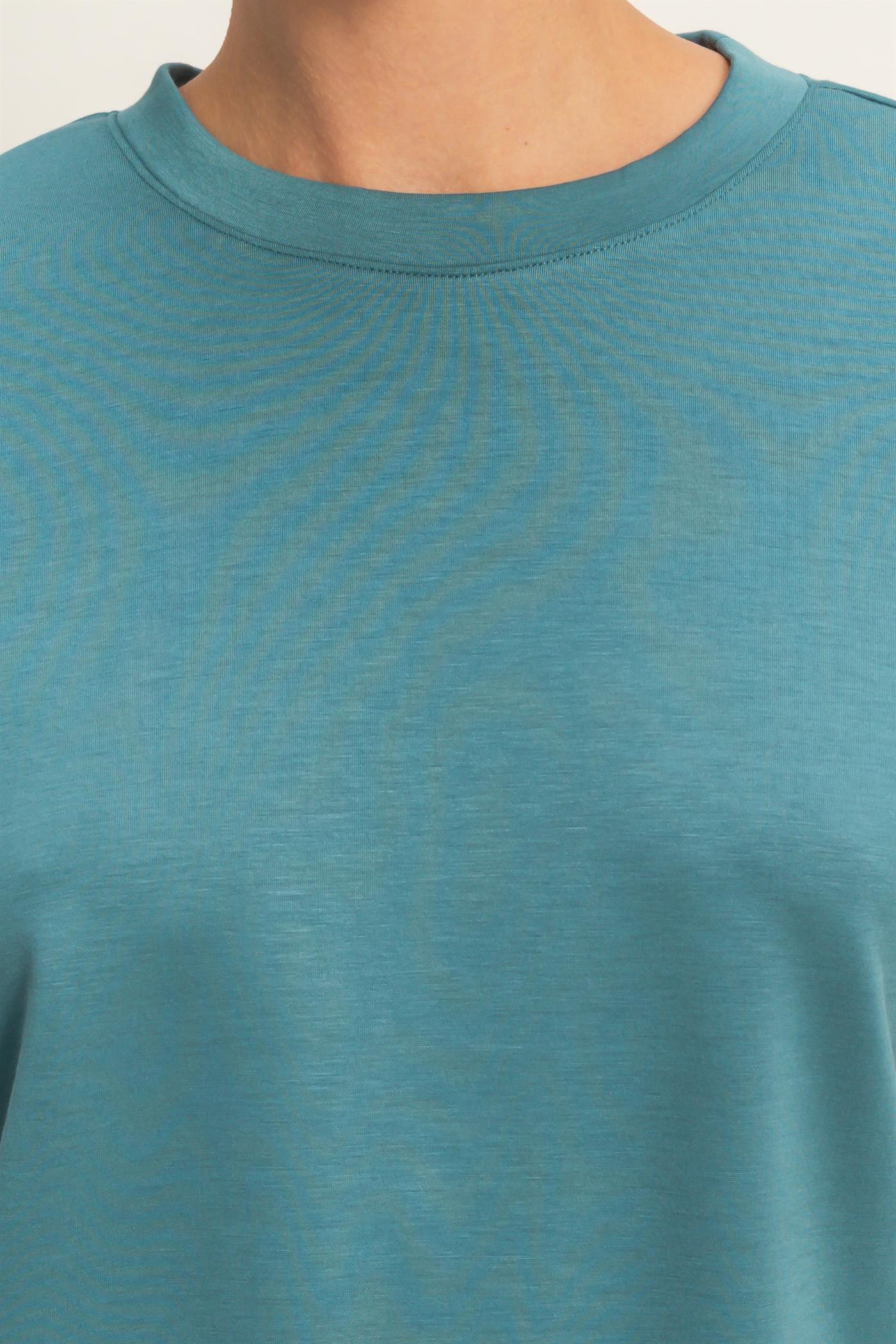 Wholesale Crew Neck Short Dolman Sleeve Top Clothing Tops DZ26C205 DARK TEAL DOUBLE ZERO