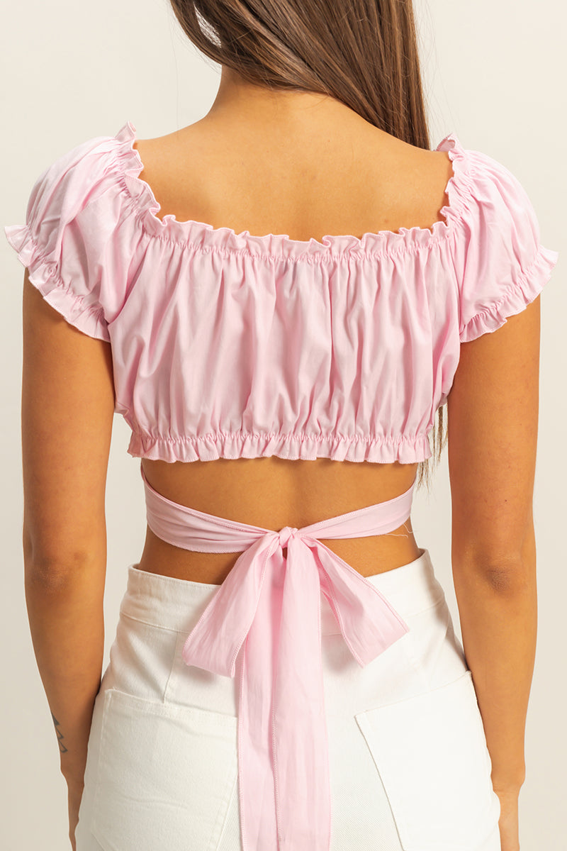 Wholesale Wrap Tie Crop Top Crop Tops HF22E720 PINK HYFVE