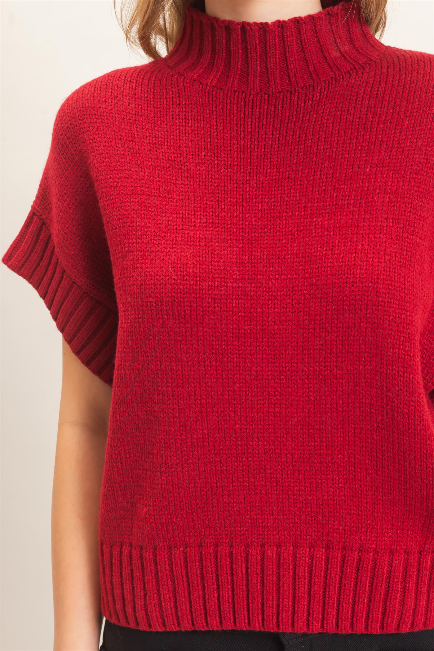 Wholesale Ribbed Mock Neck Sweater Vest Sweaters HF26F186-D PAPRIKA HYFVE