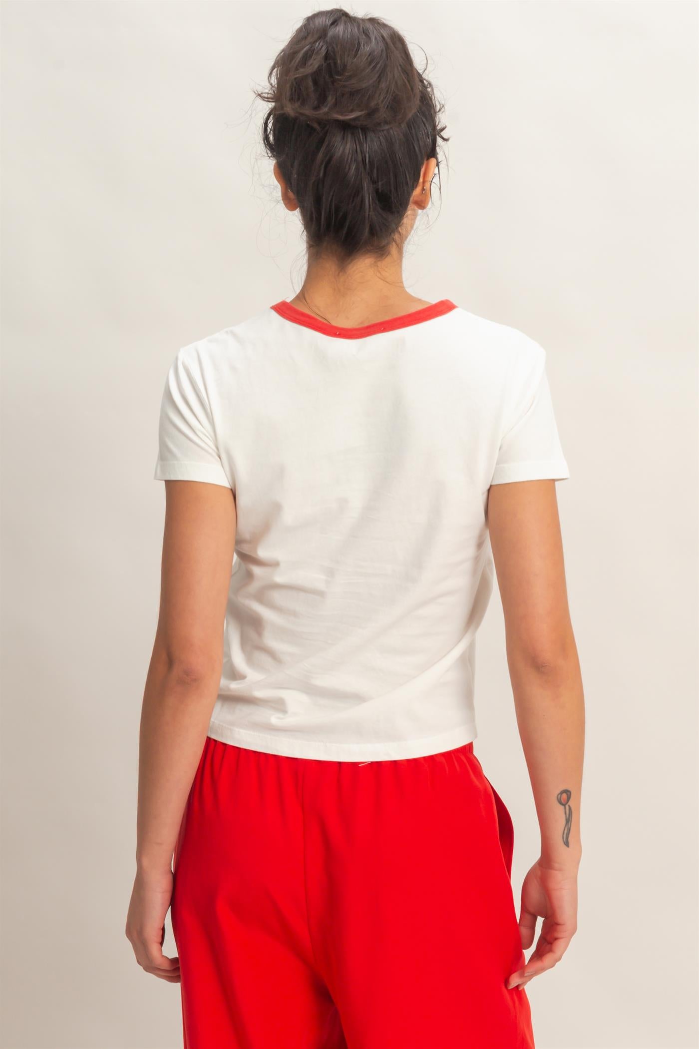 Wholesale Star Graphic Crew Neck T-Shirt T-Shirts DZ26C695 RED DOUBLE ZERO