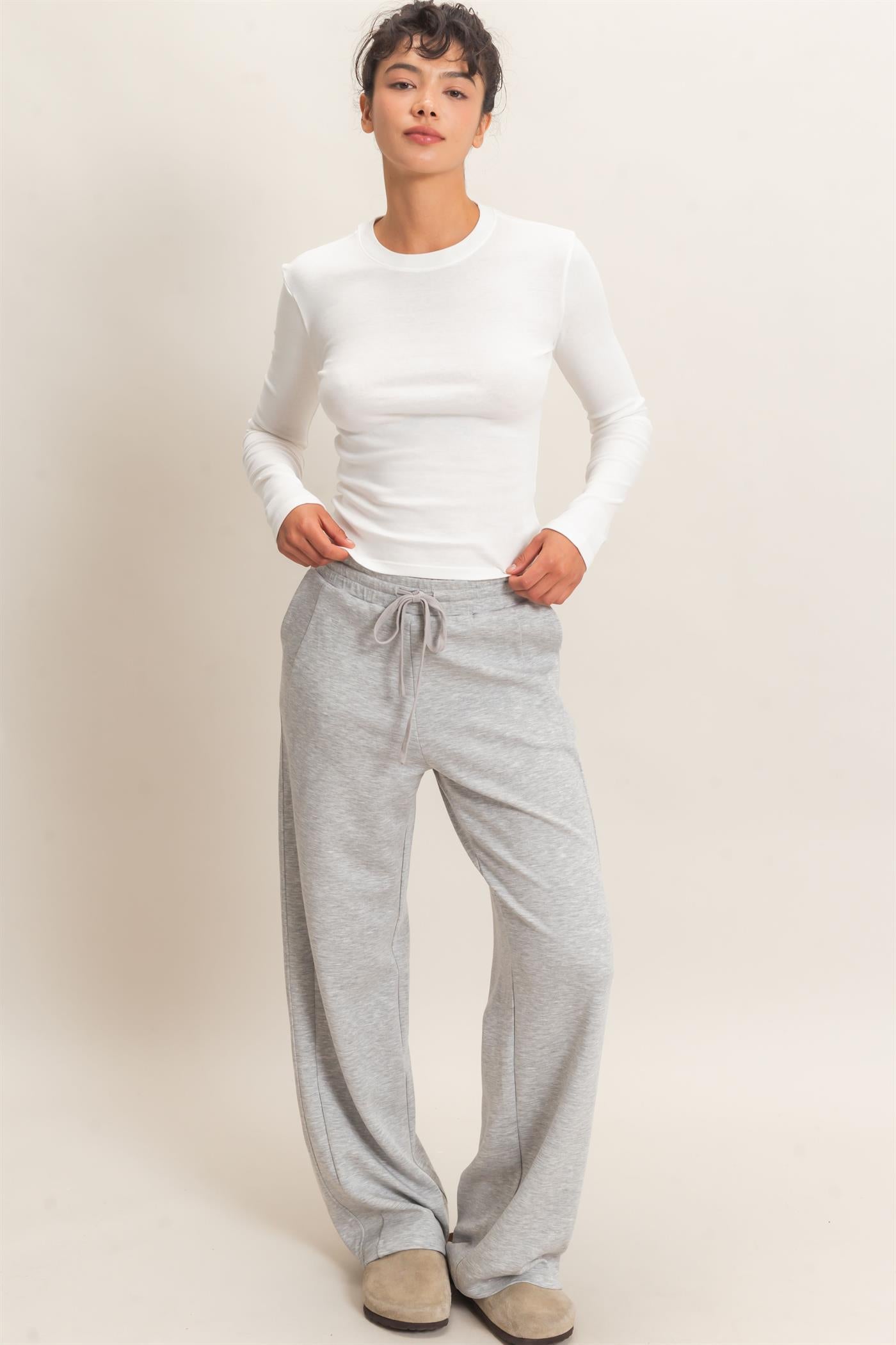 Wholesale Crew Neck Long Sleeve Top Clothing Tops DZ26E184 WHITE DOUBLE ZERO