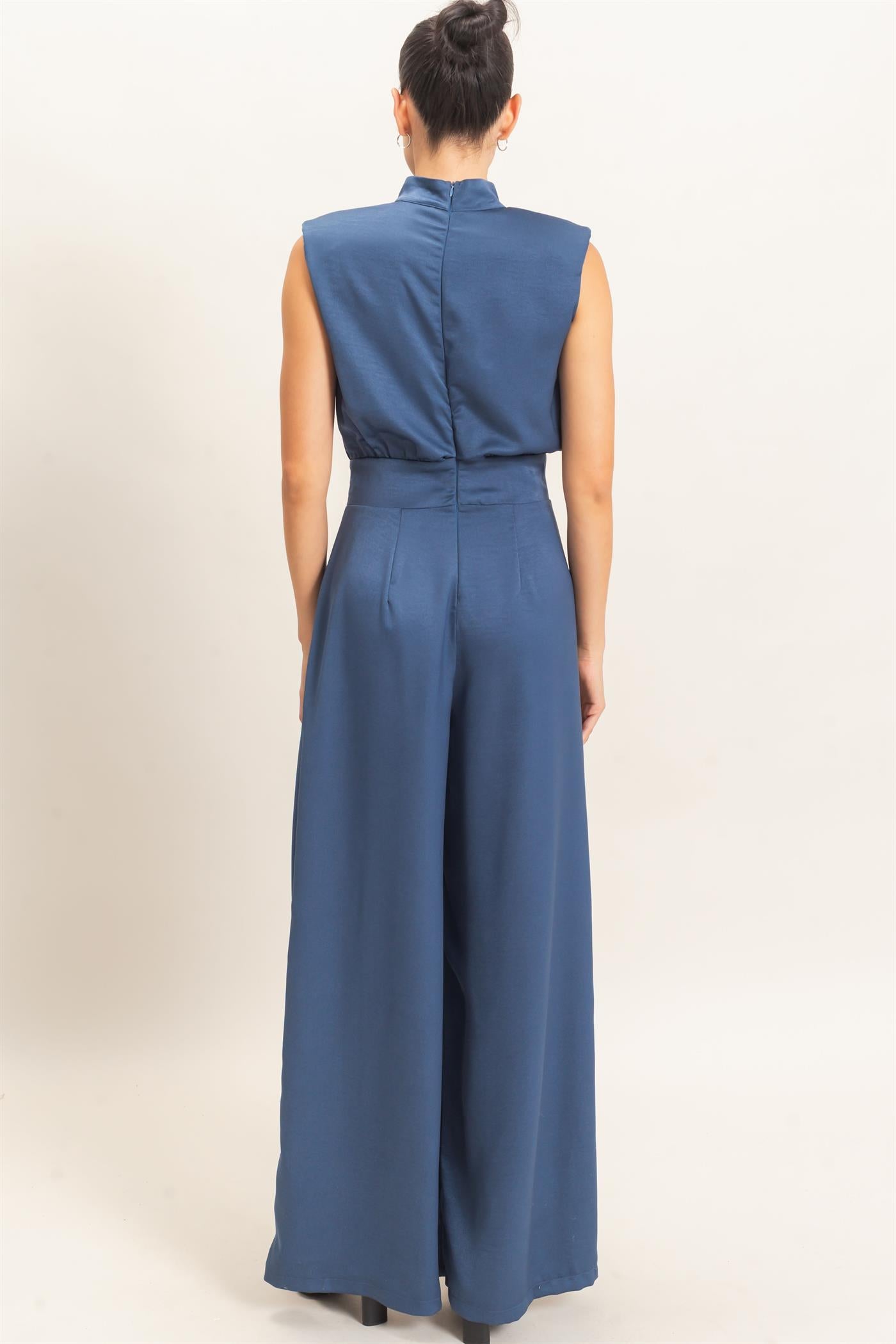 Wholesale Sleeveless Mock Neck Jumpsuit Clothing HF26F209-D MIDNIGHT BLUE HYFVE