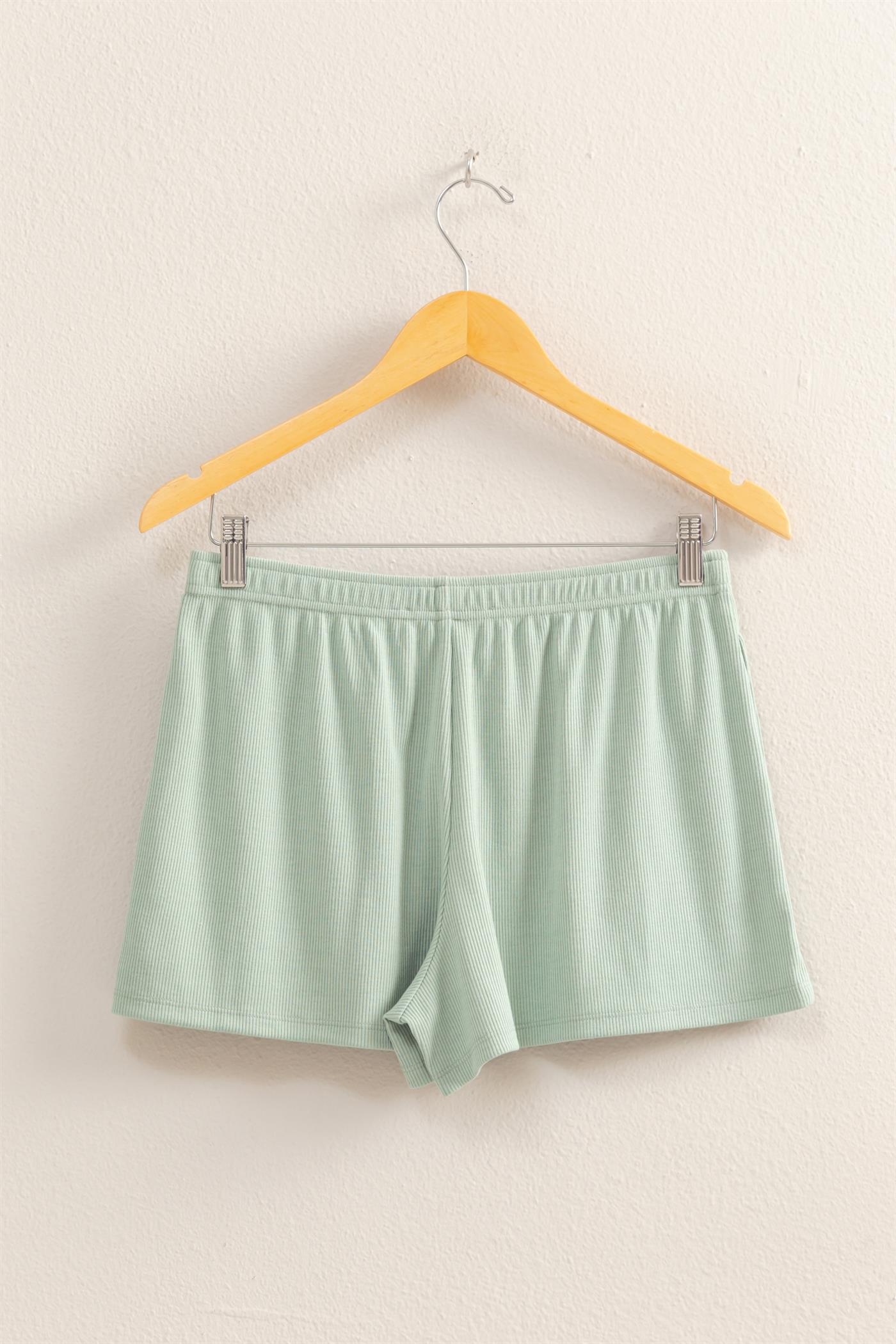 Wholesale High Waist Button Detail Flowy Shorts Shorts DZ25A934 SAGE GREEN DOUBLE ZERO
