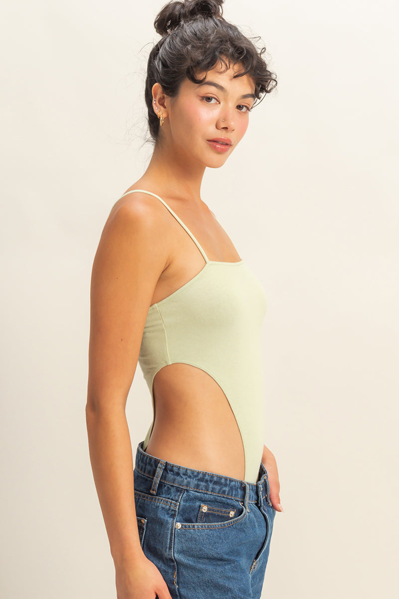 Wholesale Cami High-Cut Bodysuit Clothing Tops DZ22E147 PASTEL GREEN DOUBLE ZERO