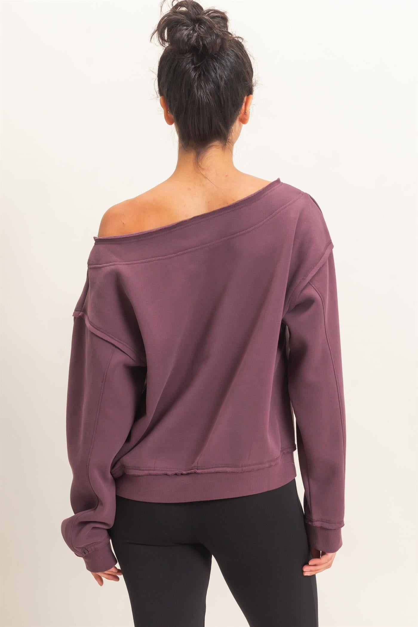 Wholesale Off Shoulder Sweatshirt Sweatshirts DZ26C880 COCOA DOUBLE ZERO