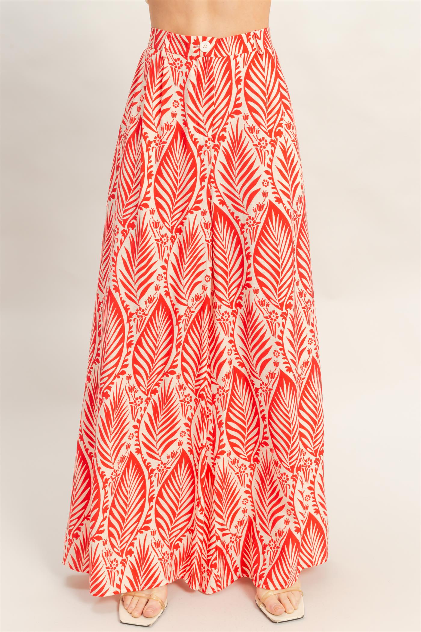 Wholesale Strapless Top & Pant Print Set Clothing HF25E577-SET-D RED HYFVE