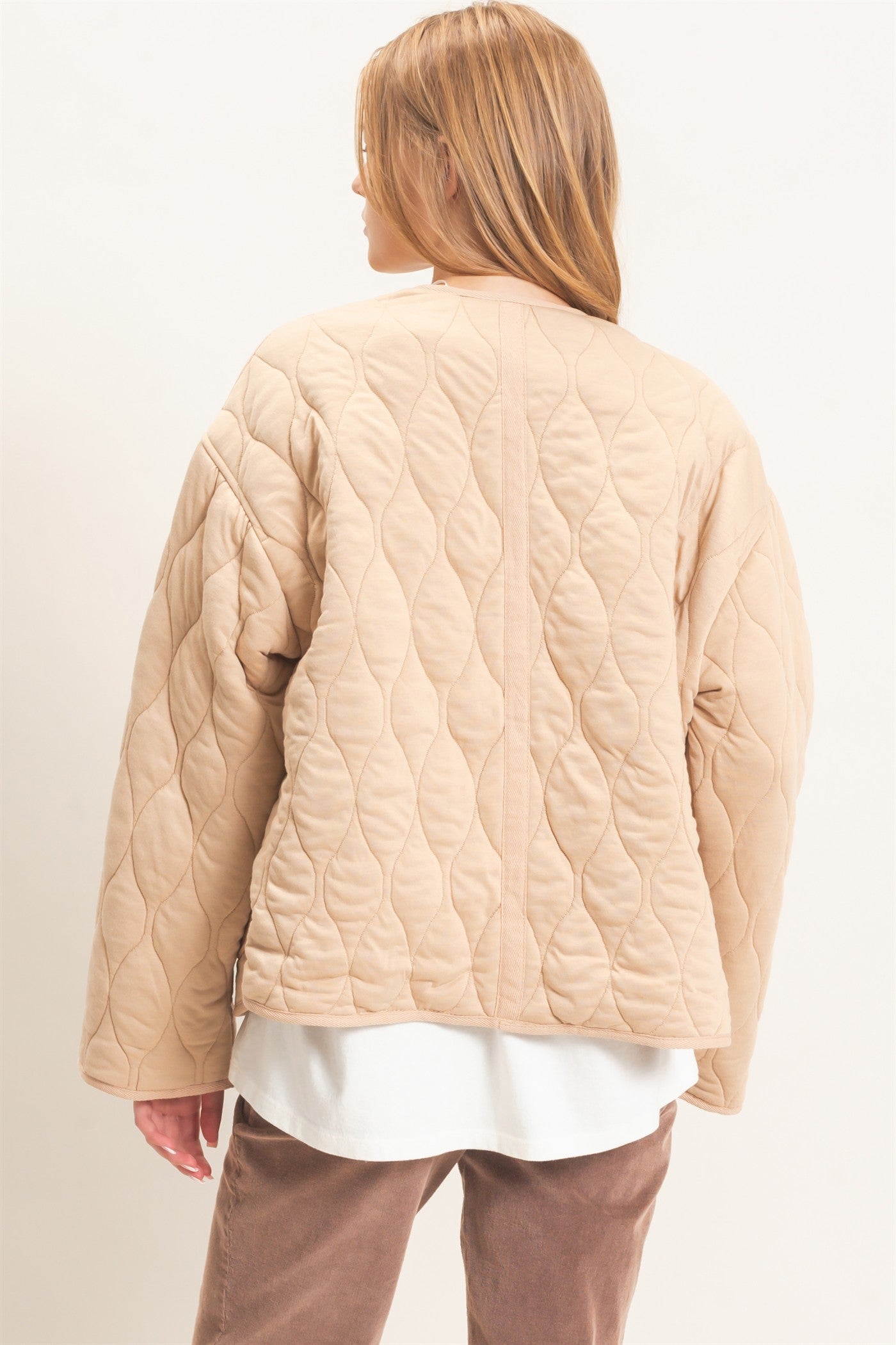 Wholesale Diamond Quilted Jacket Coats & Jackets HF26E370 TAUPE HYFVE