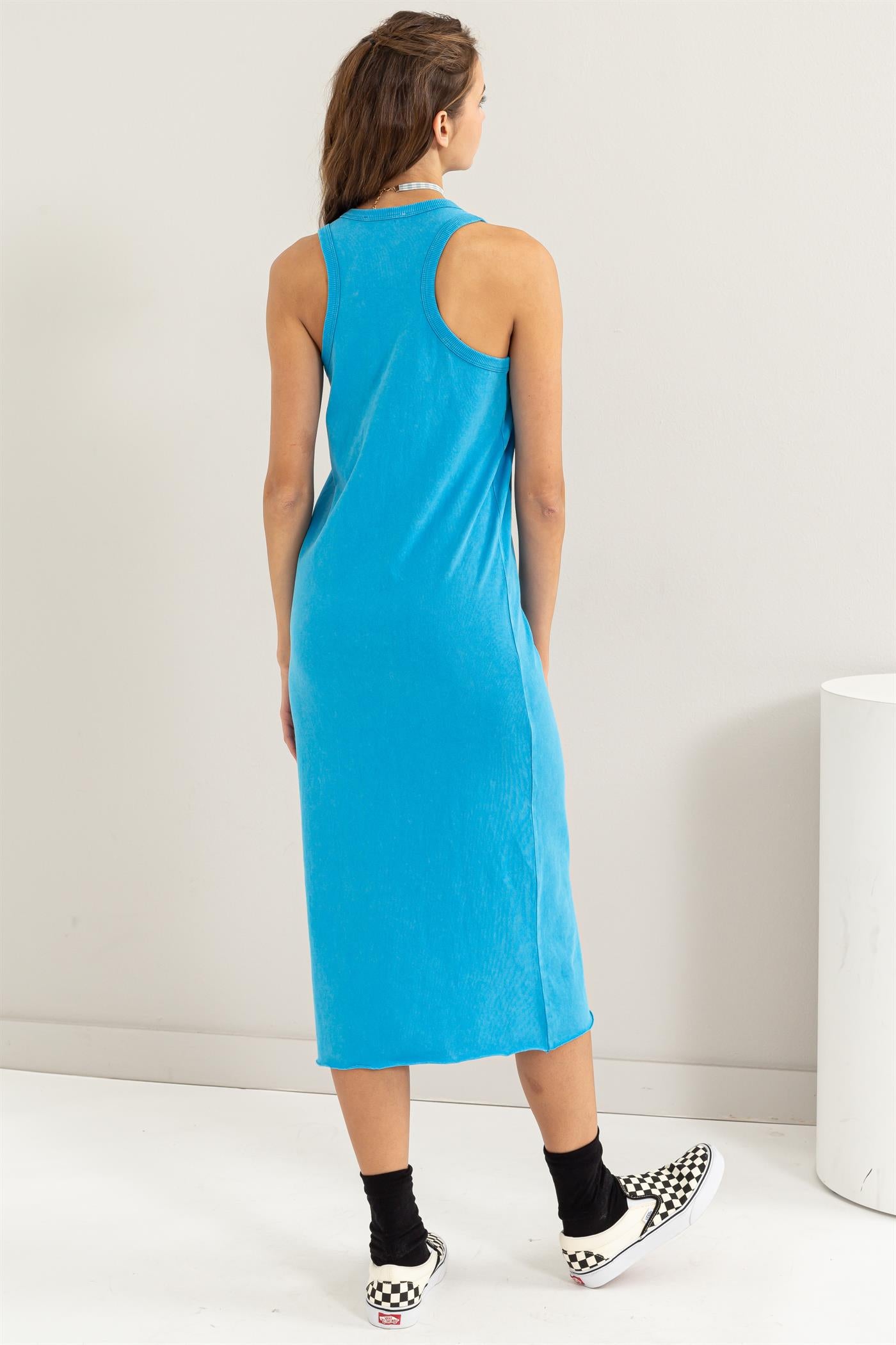 Wholesale Sleeveless Shift Midi Dress Dresses DZ24A895 BLUE DOUBLE ZERO