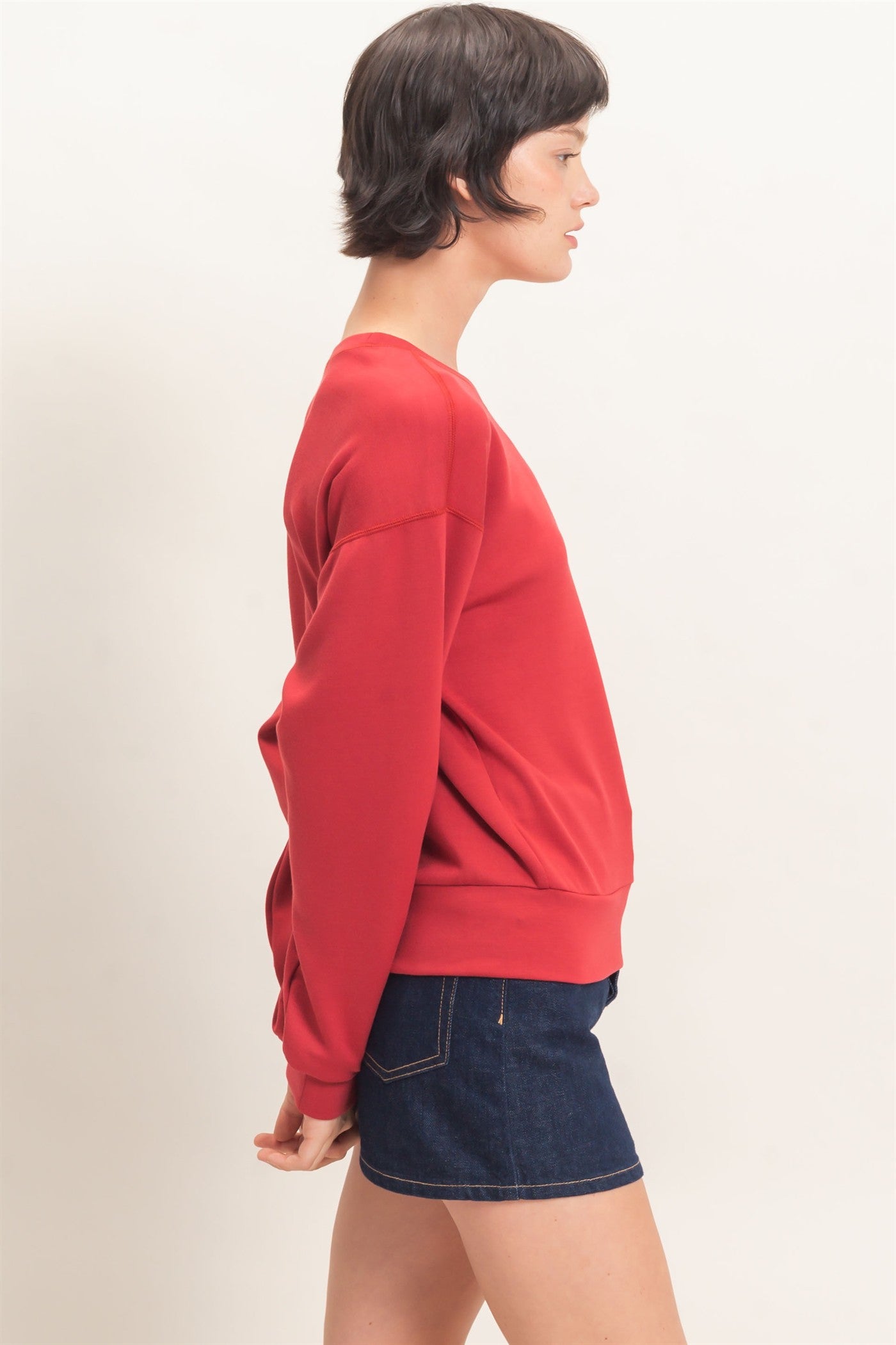 Wholesale Crew Neck Sweatshirt Sweatshirts DZ26C966 DARK RED DOUBLE ZERO