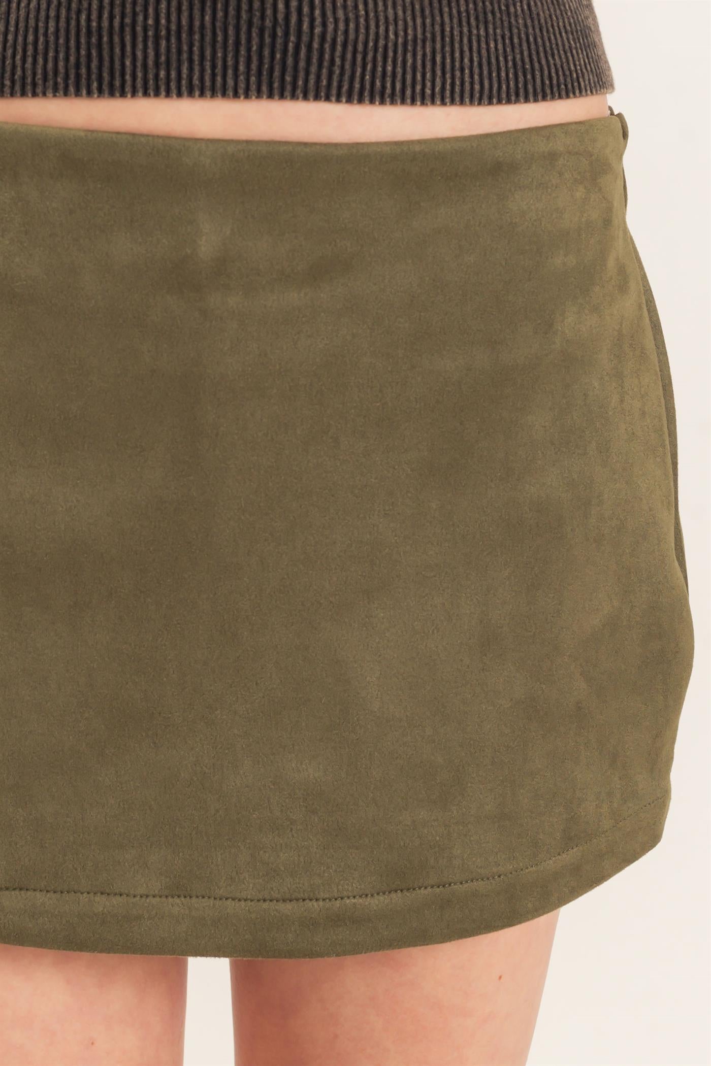 Wholesale Faux Suede Skort Skorts HF26F220 OLIVE HYFVE