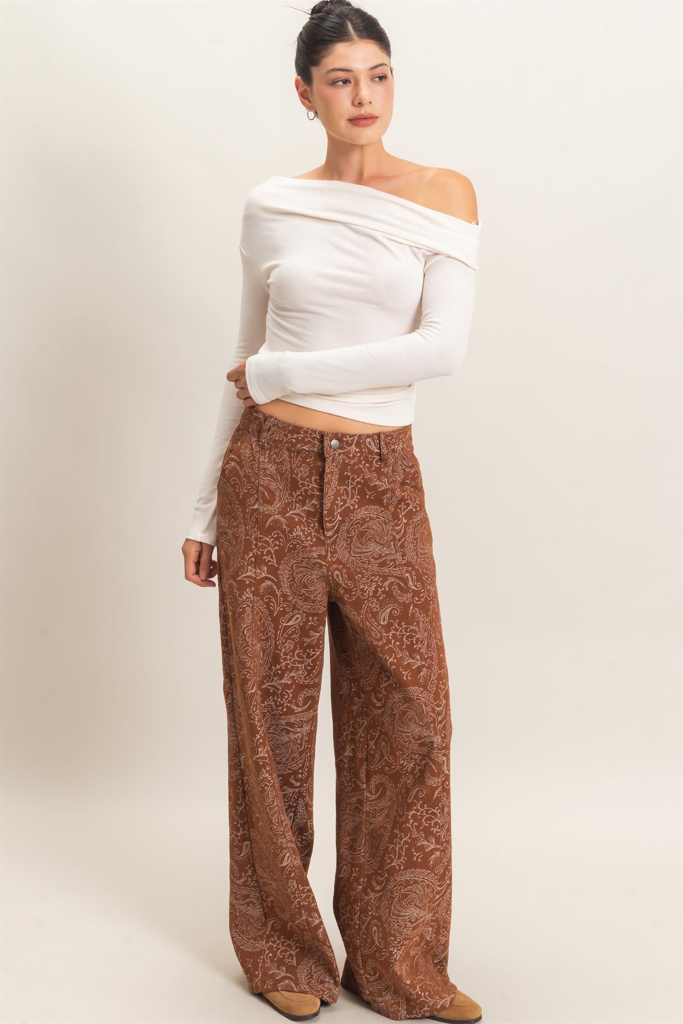 Wholesale Asymmetrical Off-Shoulder Top Clothing Tops HF26E377 CREAM HYFVE