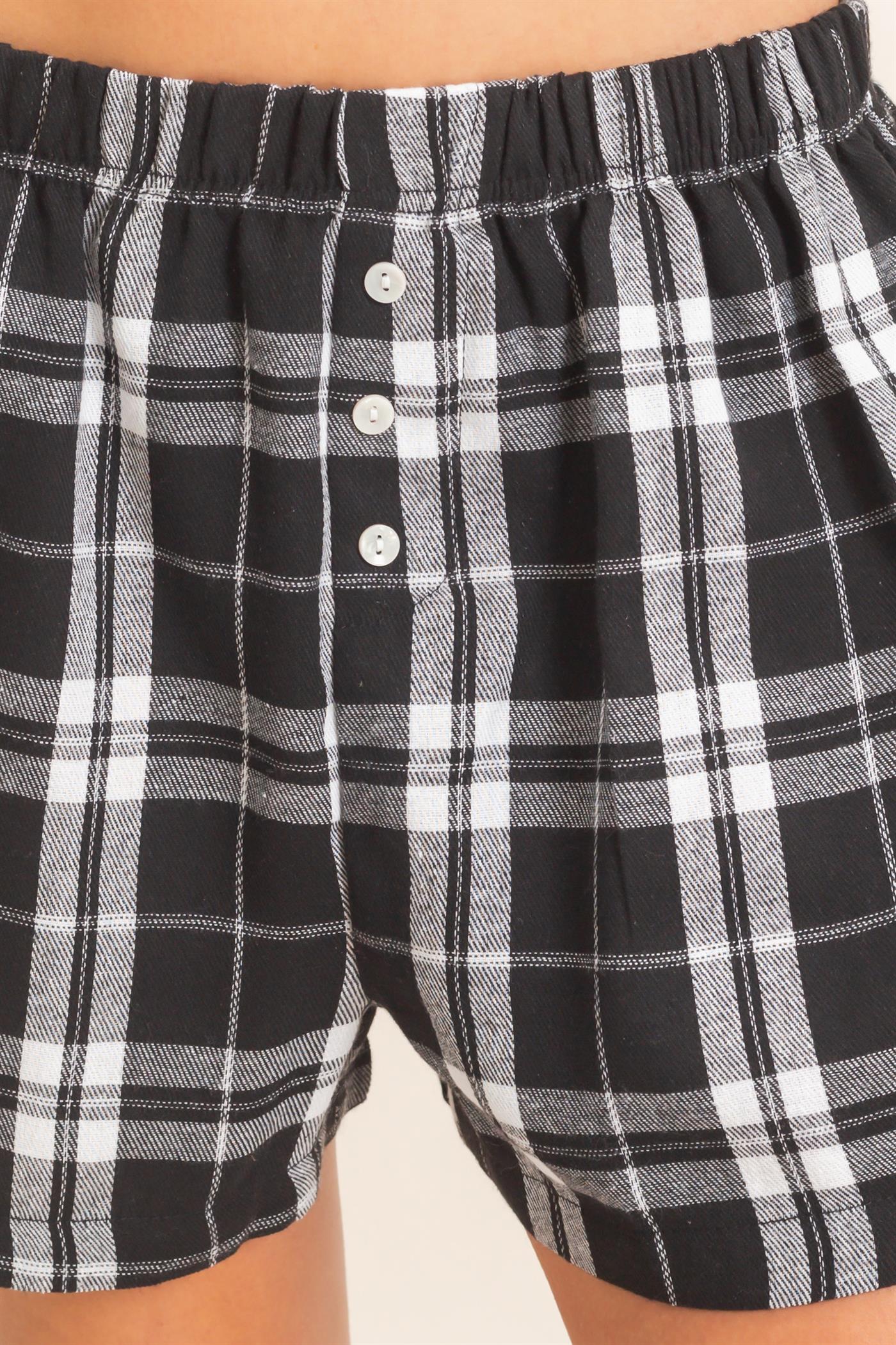 Wholesale Plaid Shorts With Button Front Shorts DZ26F270 BLACK DOUBLE ZERO
