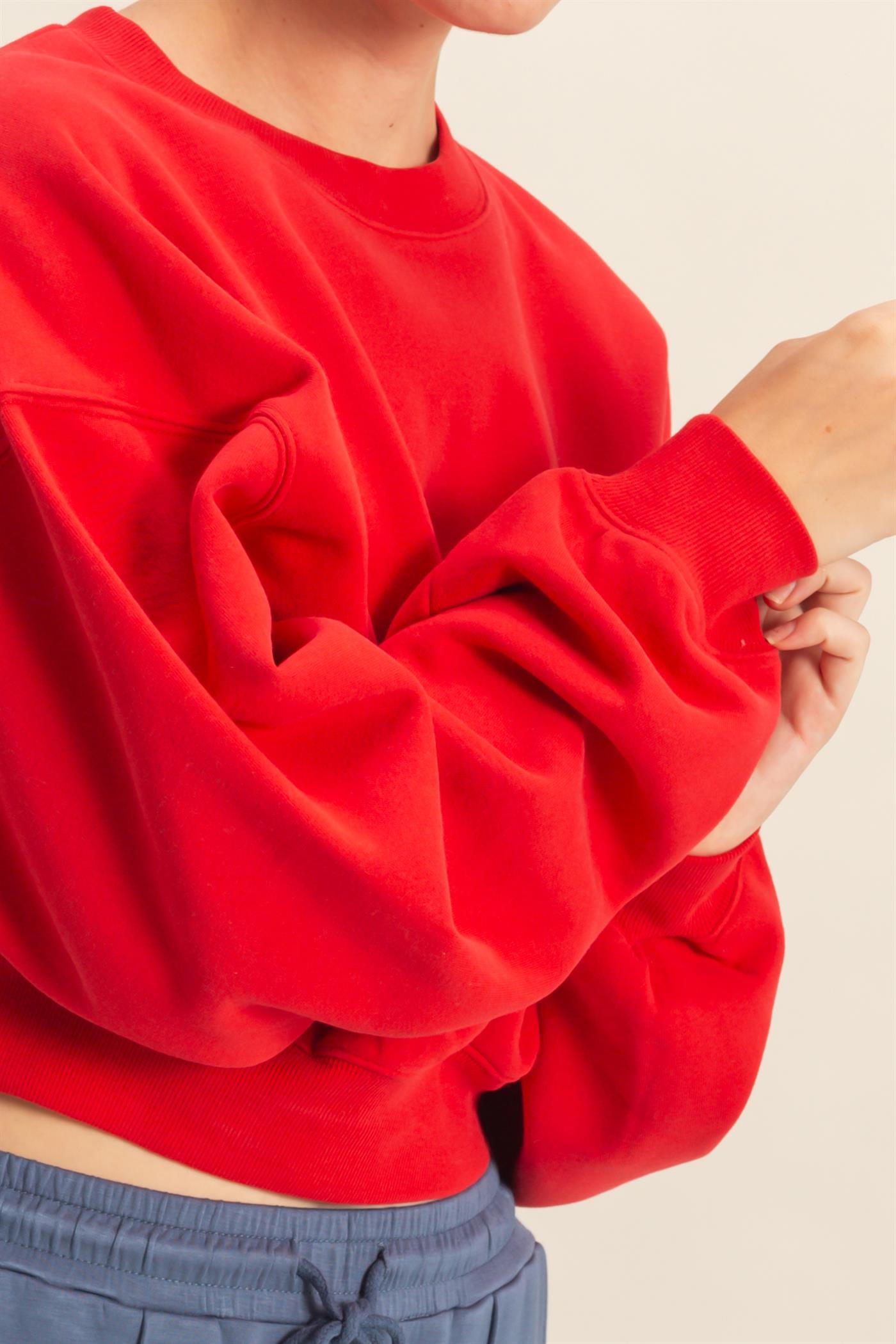 Wholesale Everyday Long Sleeve Cropped Sweatshirt Sweatshirts DZ25E415 RED DOUBLE ZERO