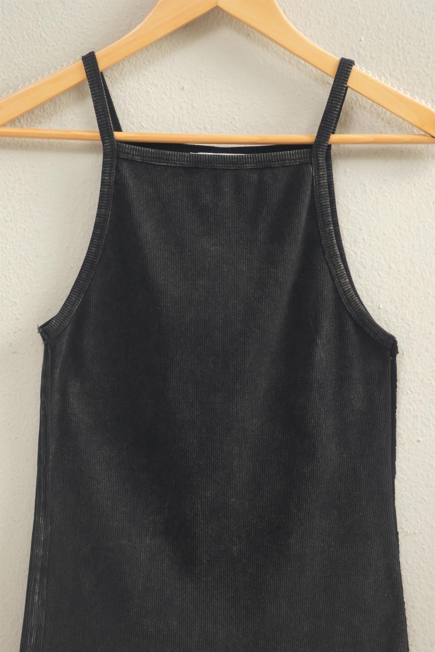 Wholesale Square Neck Acid Wash Tank Top Tank Tops DZ26C105 BLACK DOUBLE ZERO