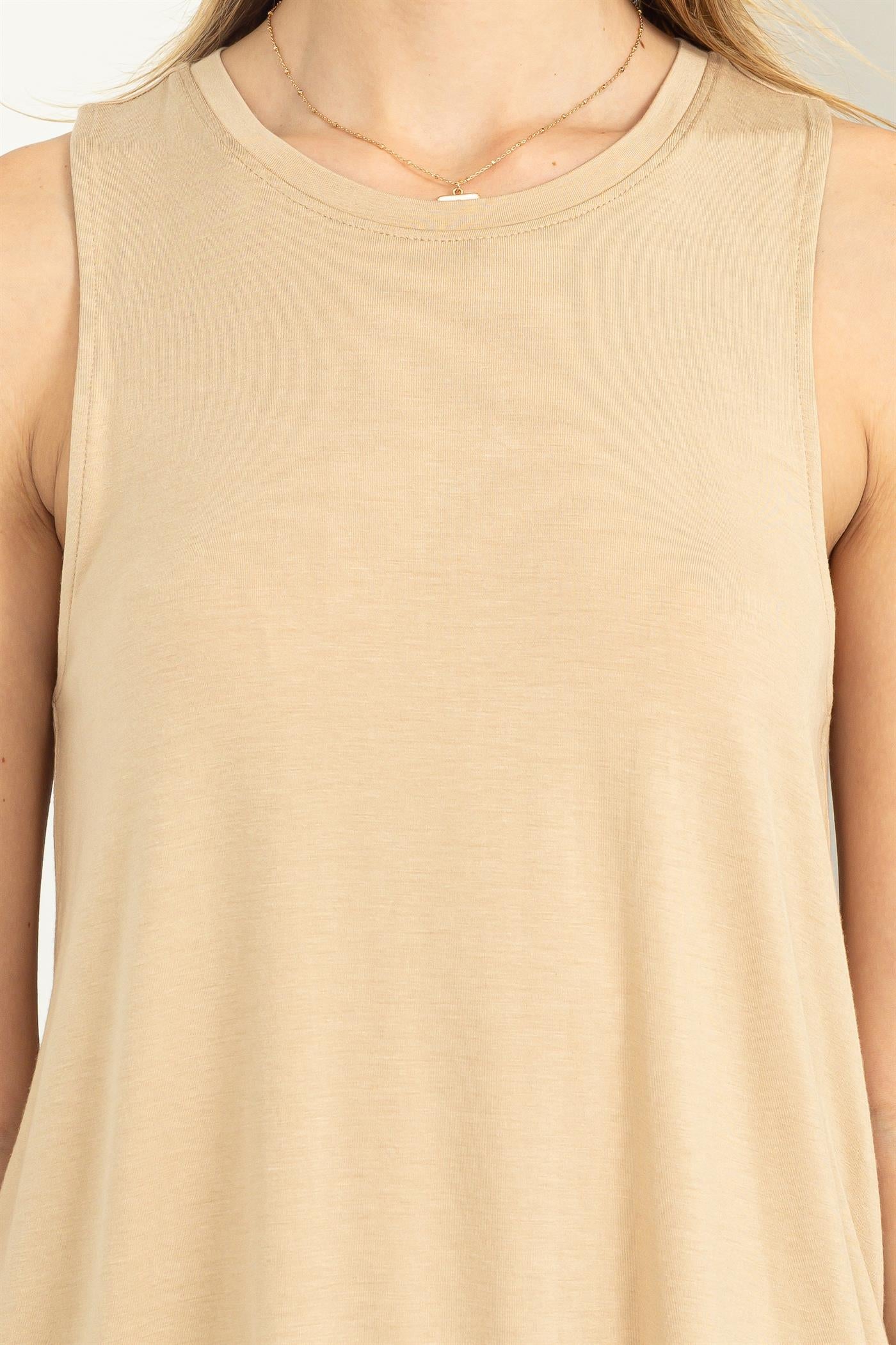 Wholesale Sleeveless Tank Top Clothing Tops DZ23A195 CAFFE LATTE DOUBLE ZERO
