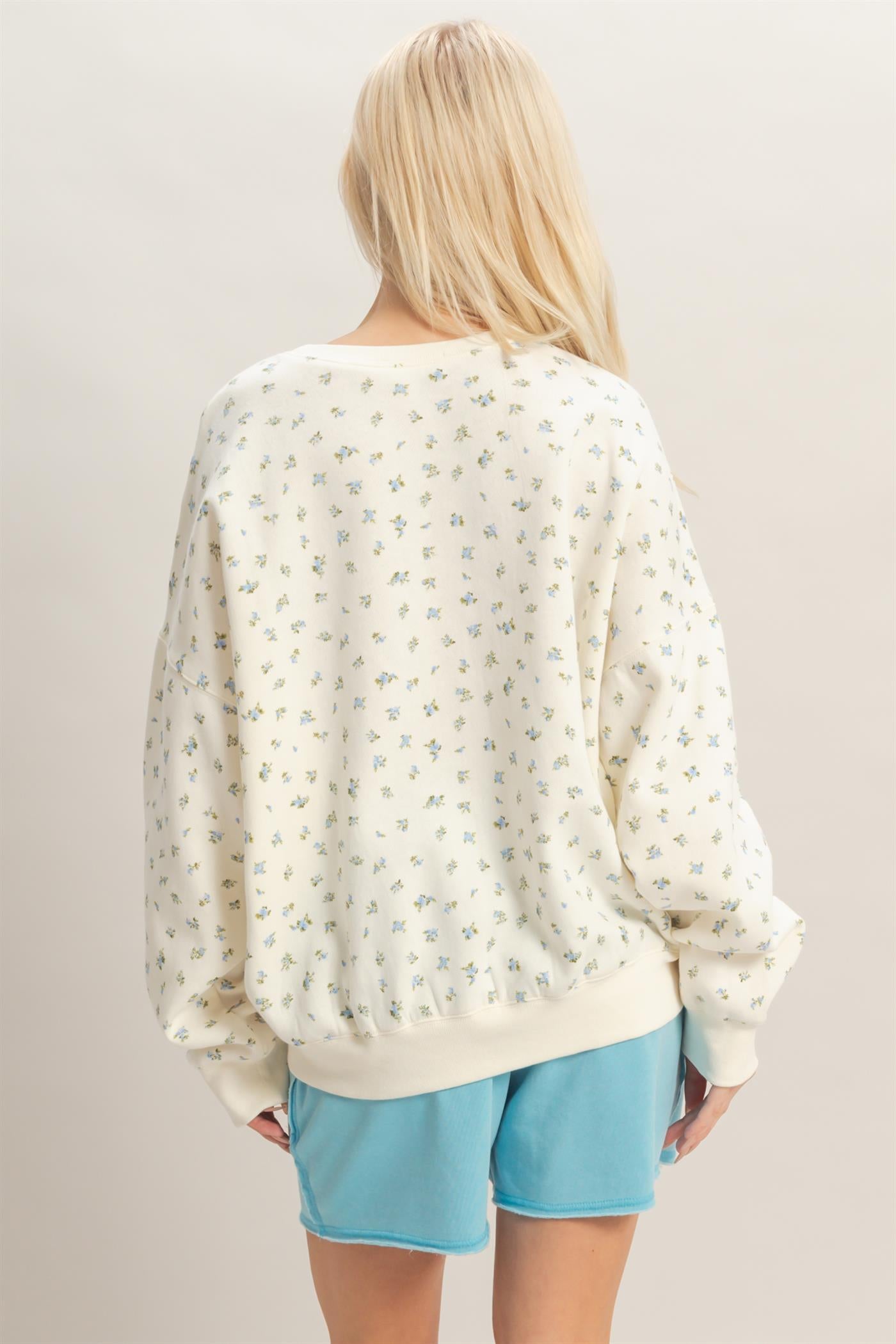 Wholesale Ditsy Floral Sweatshirt Sweatshirts DZ26C393 BLUE DOUBLE ZERO