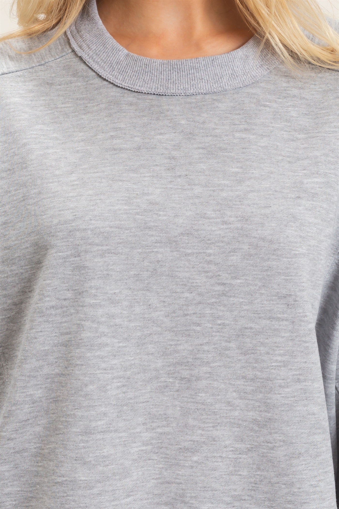 Wholesale Ribbed Crew Neck Sweatshirt Sweatshirts HF26F087 HEATHER GRAY HYFVE