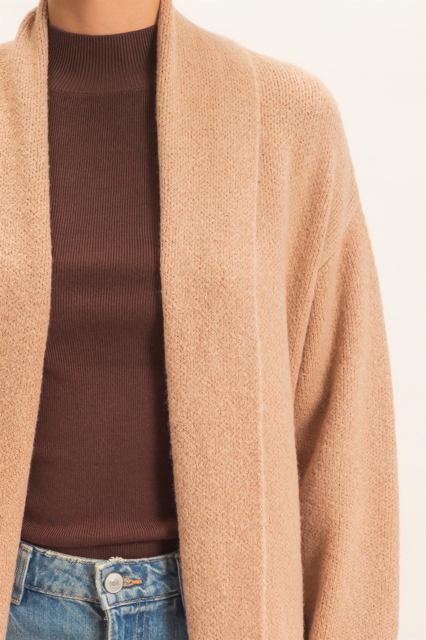 Wholesale Duster Cardigan Sweaters DZ26E267 DARK TAUPE DOUBLE ZERO