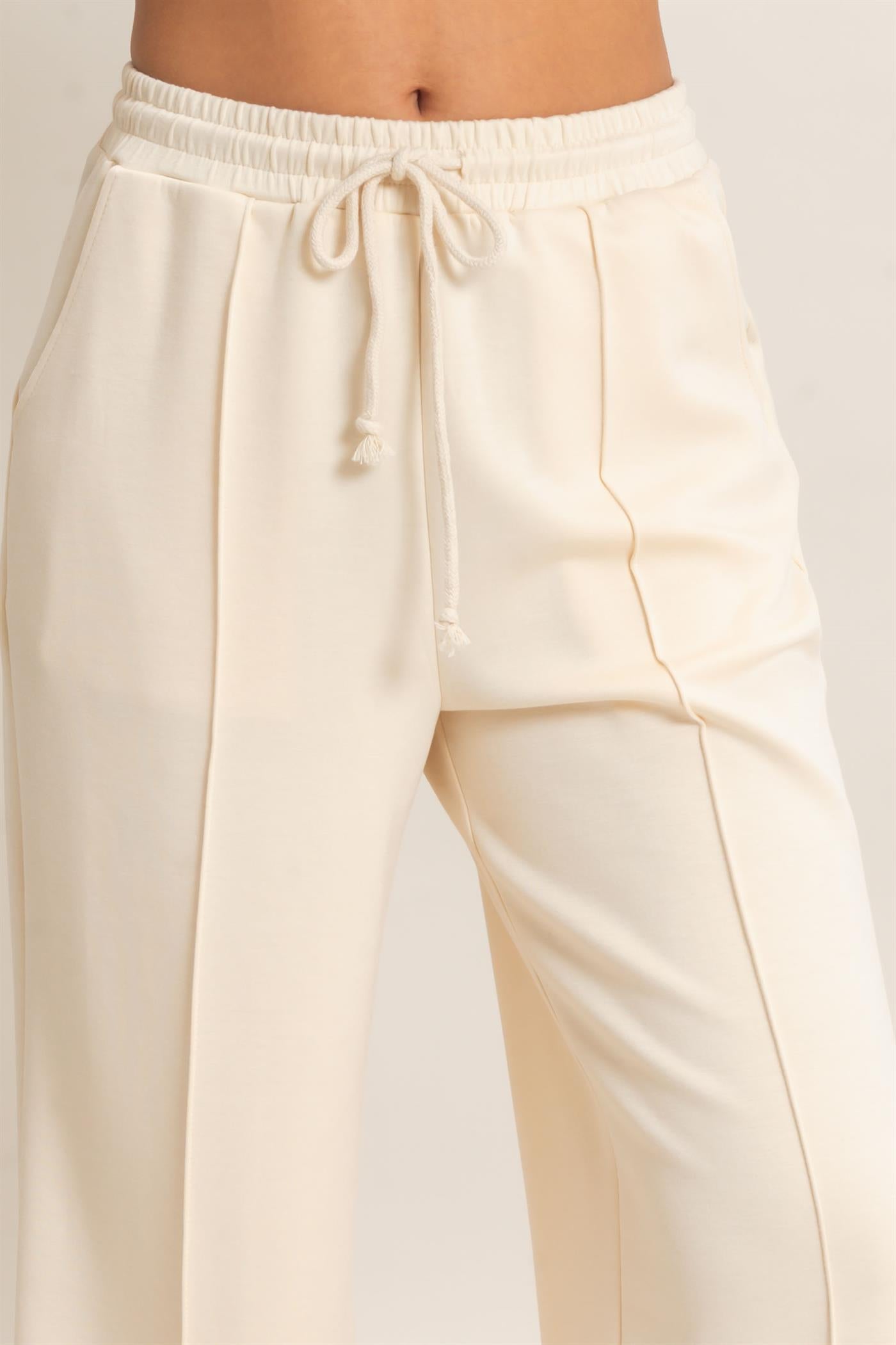 Wholesale Drawstring Waist Pintuck Wide Leg Pants Pants DZ26E384 ALPACA HYFVE