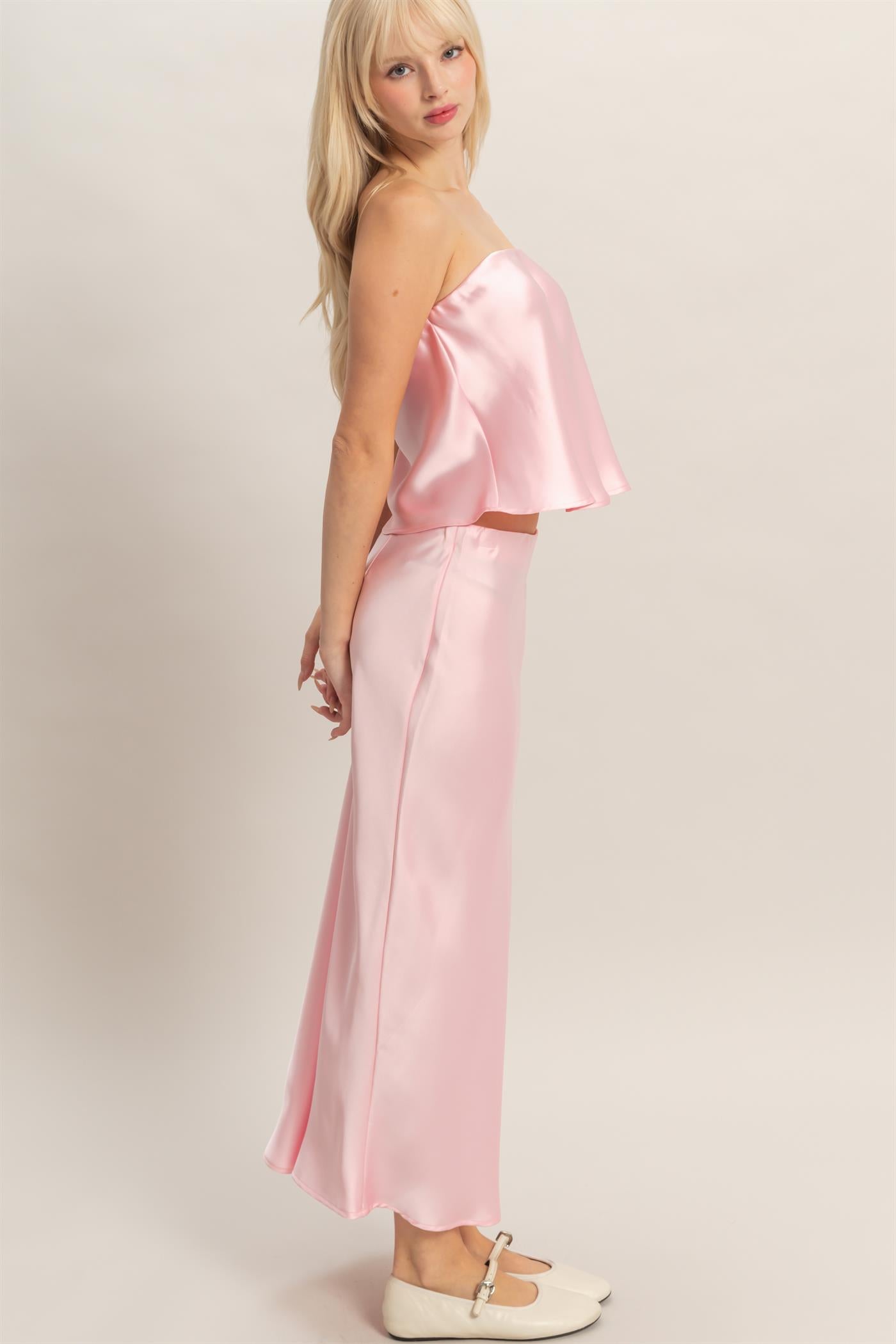 Wholesale Satin Midi Skirt Skirts DZ26A050 SOFT PINK DOUBLE ZERO