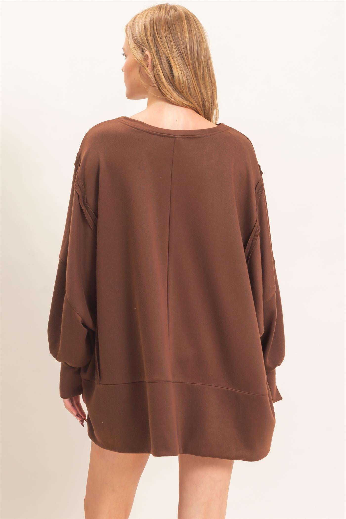 Wholesale Oversized Crew Neck Sweatshirt Sweatshirts HF26F132 BROWN HYFVE