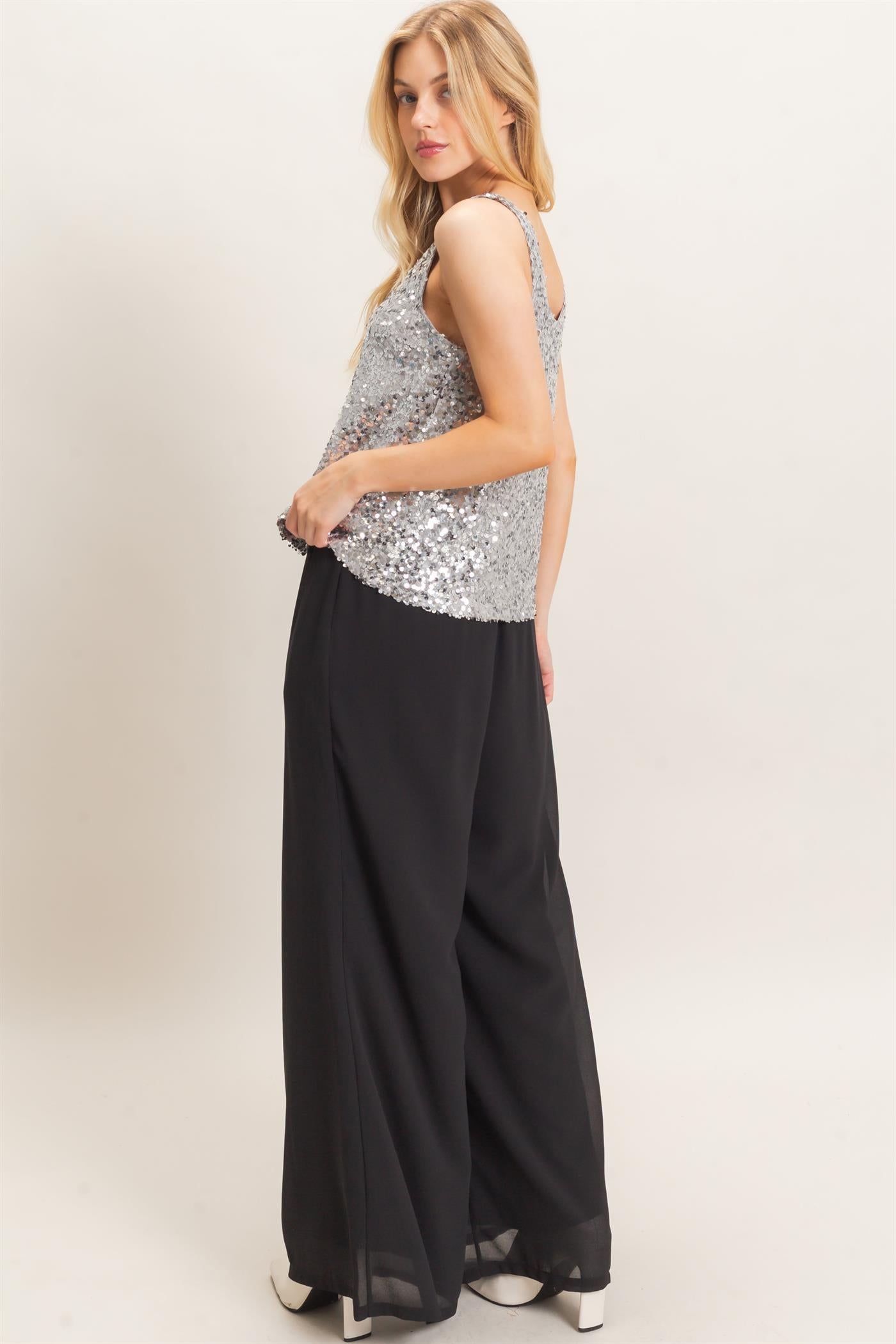 Wholesale Wide-Leg High Waist Pants Pants HF26F068-D BLACK HYFVE