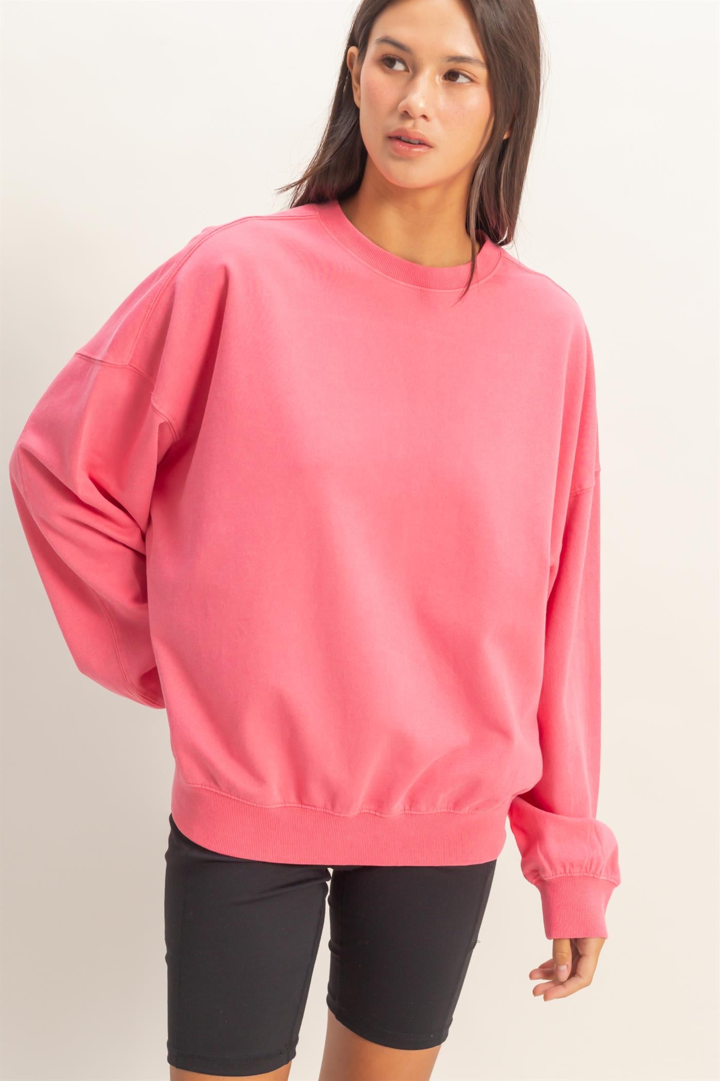 Wholesale Ribbed Crew Neck Sweatshirt Sweatshirts DZ26A265 TAFFY PINK DOUBLE ZERO