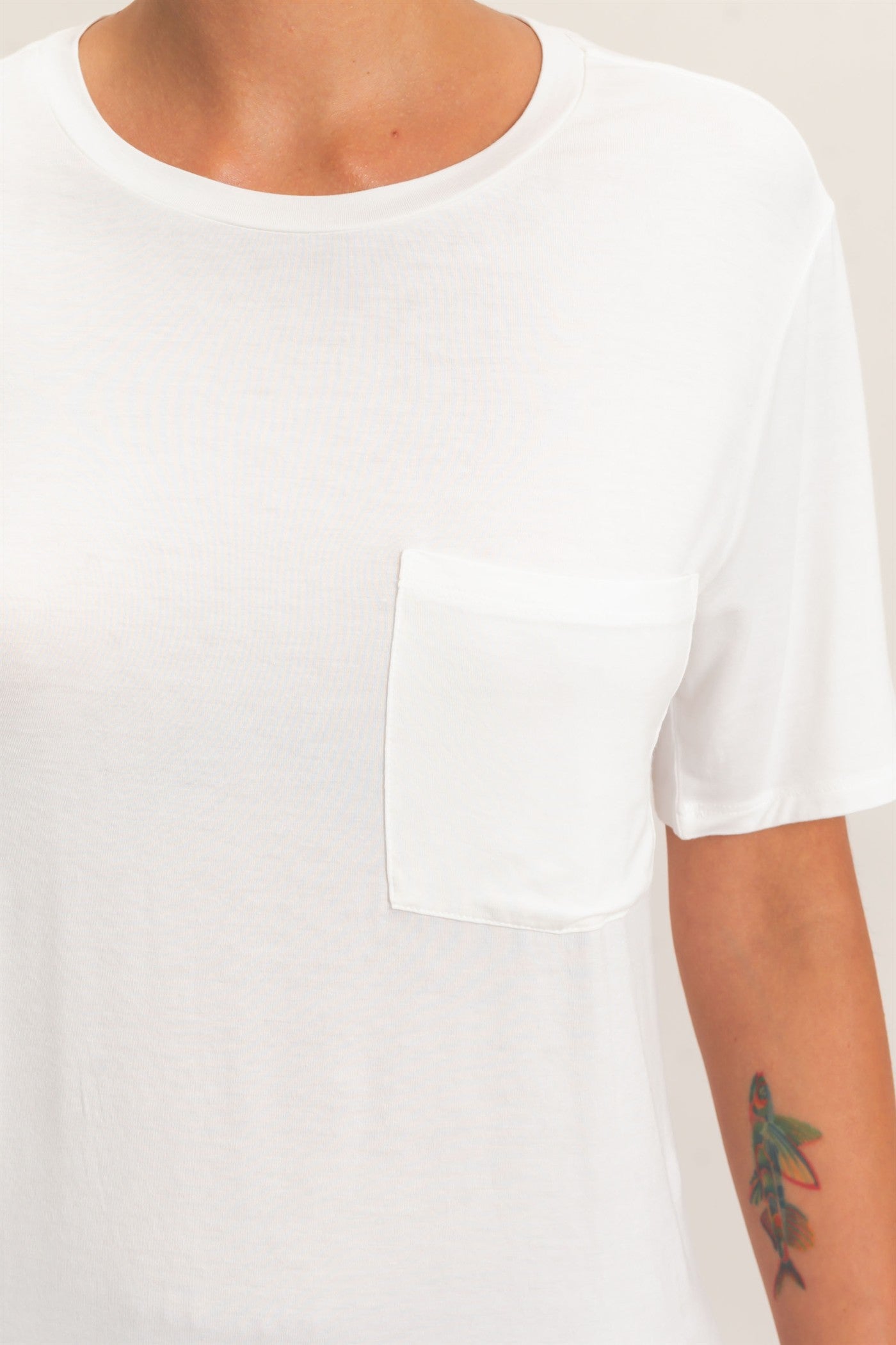 Wholesale Crew Neck Pocket Tee Clothing Tops DZ26E254 OFF WHITE DOUBLE ZERO
