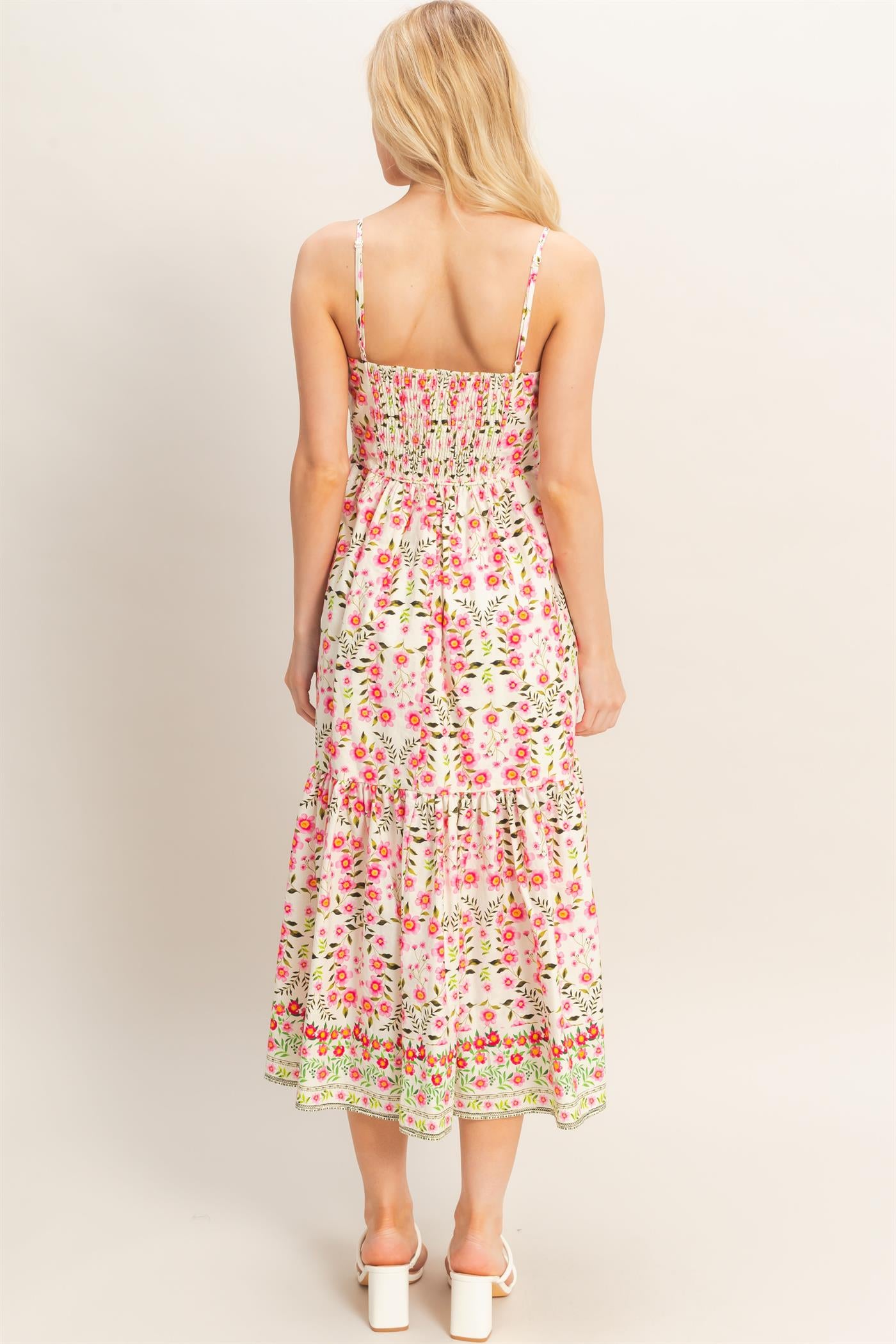 Wholesale Floral Print Spaghetti Strap Dress Dresses HF26C548 PINK HYFVE