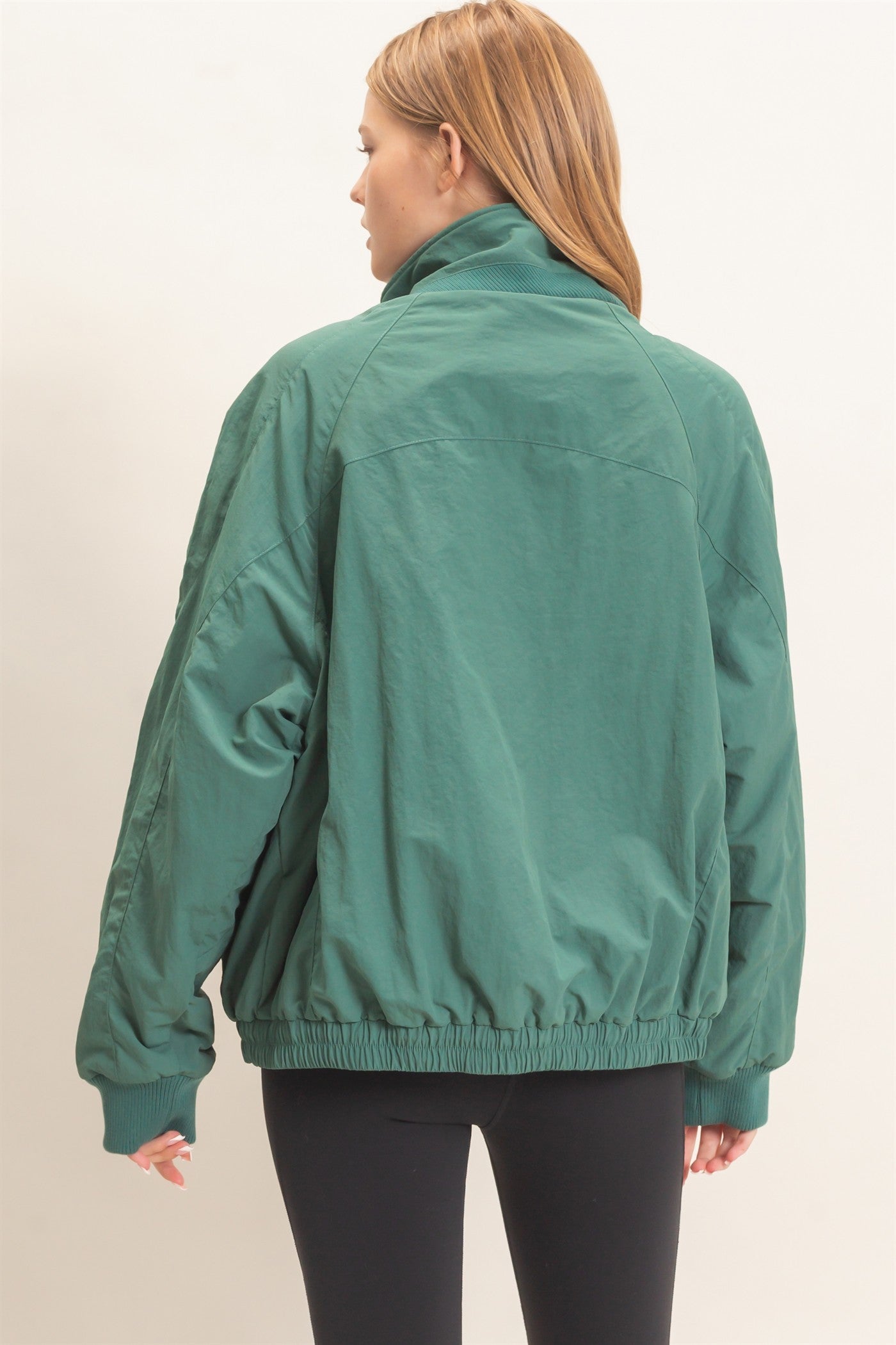 Wholesale Fleece-Lined Mock Neck Snap Jacket Coats & Jackets HF26C918 GREEN HYFVE