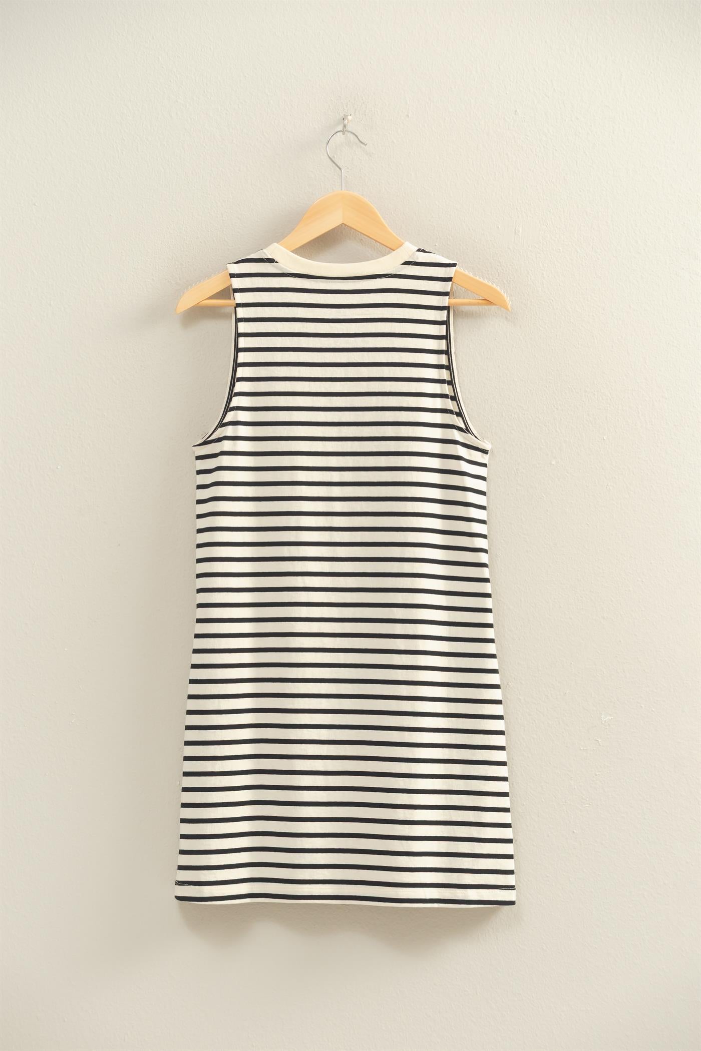 Wholesale Striped Sleeveless Mini Dress Dresses DZ26C068 BLACK DOUBLE ZERO