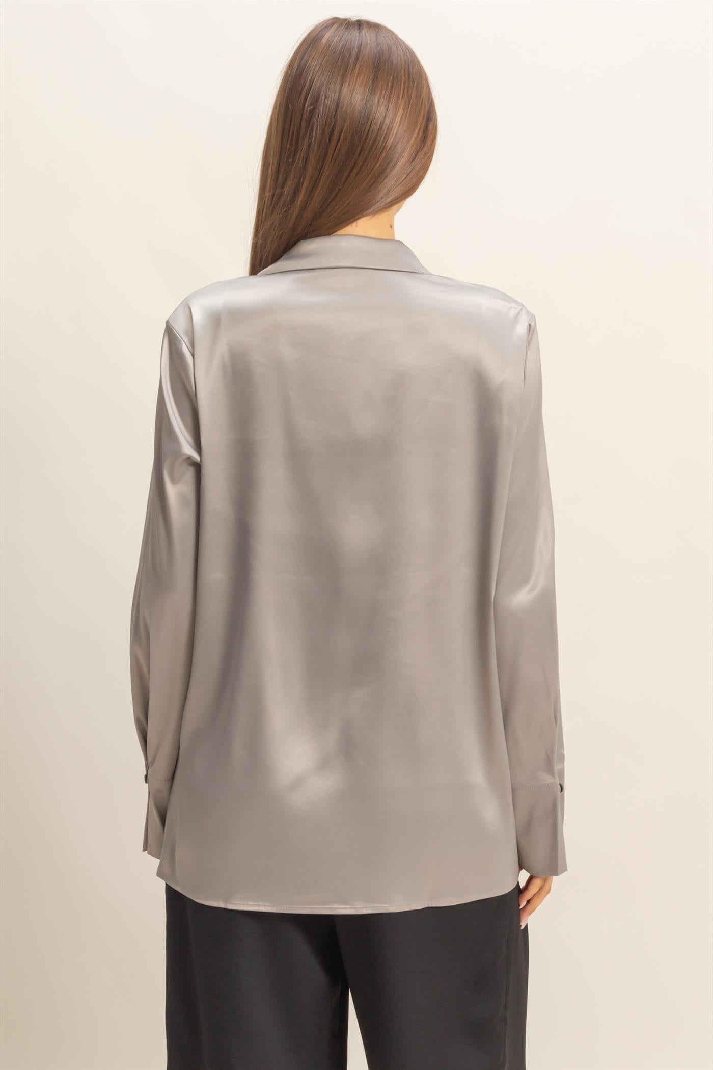 Wholesale Satin Long Sleeve Blazer Coats & Jackets HF23G242 GREY HYFVE