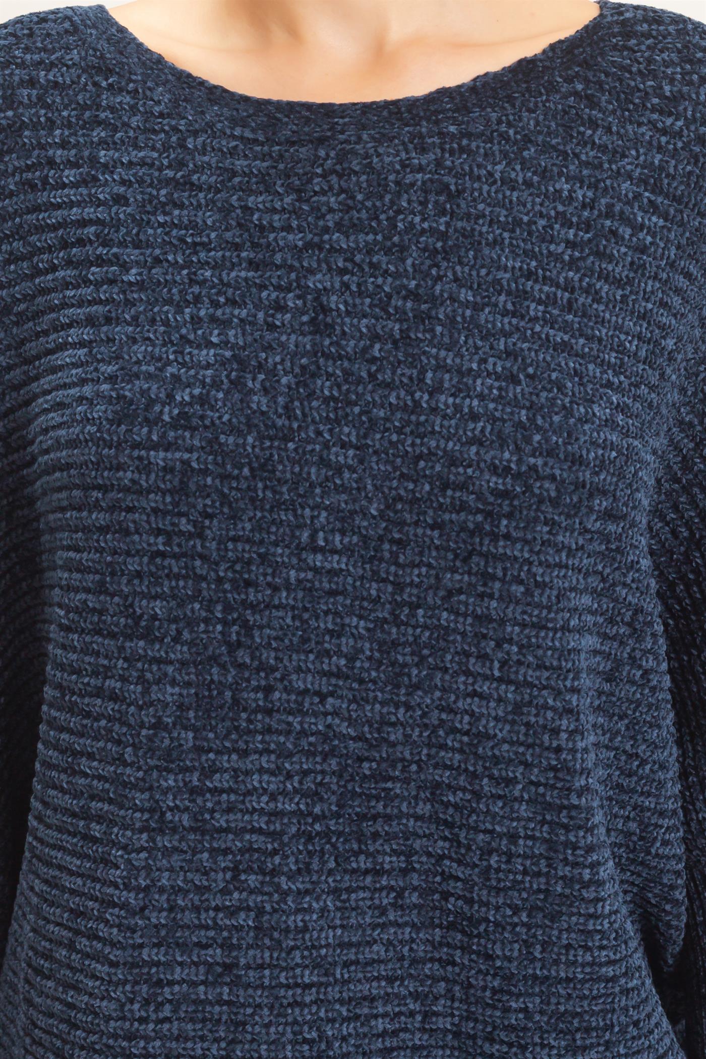 Wholesale Chenille Boat Neck Dolman Sleeve Sweater Sweaters HF26F185 NAVY HYFVE